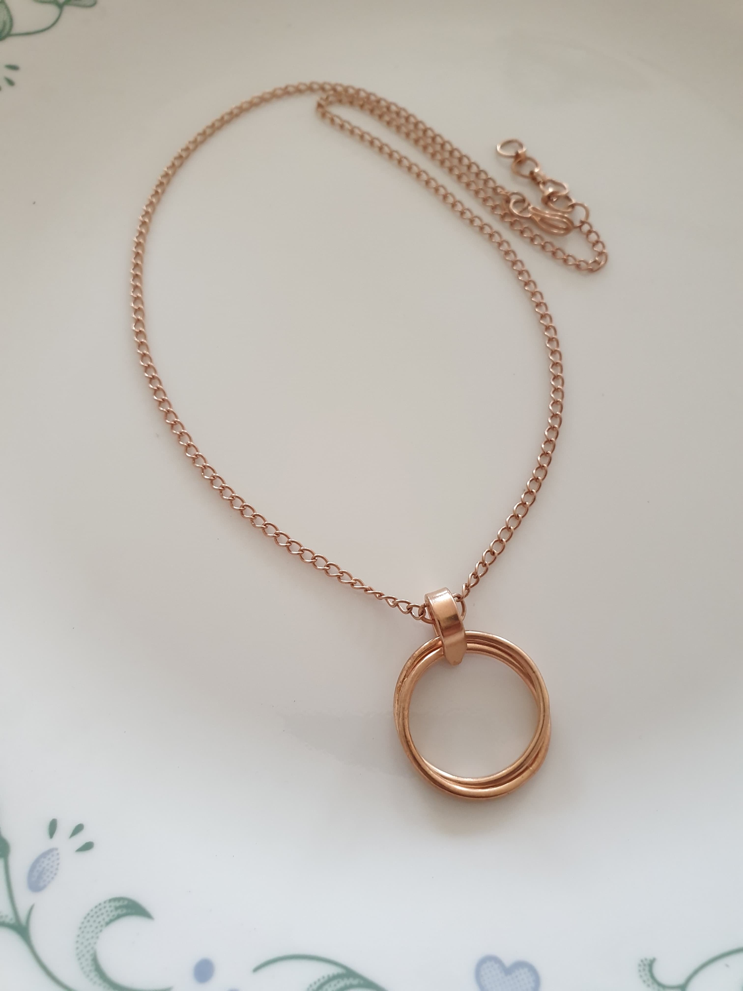 Rose Gold Two Linked Circle Delicate Necklace