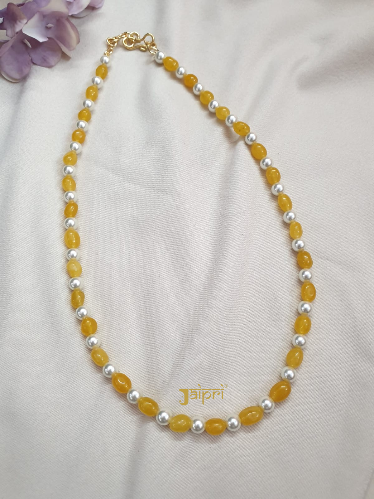 Yellow Pearl Stone Long Mala
