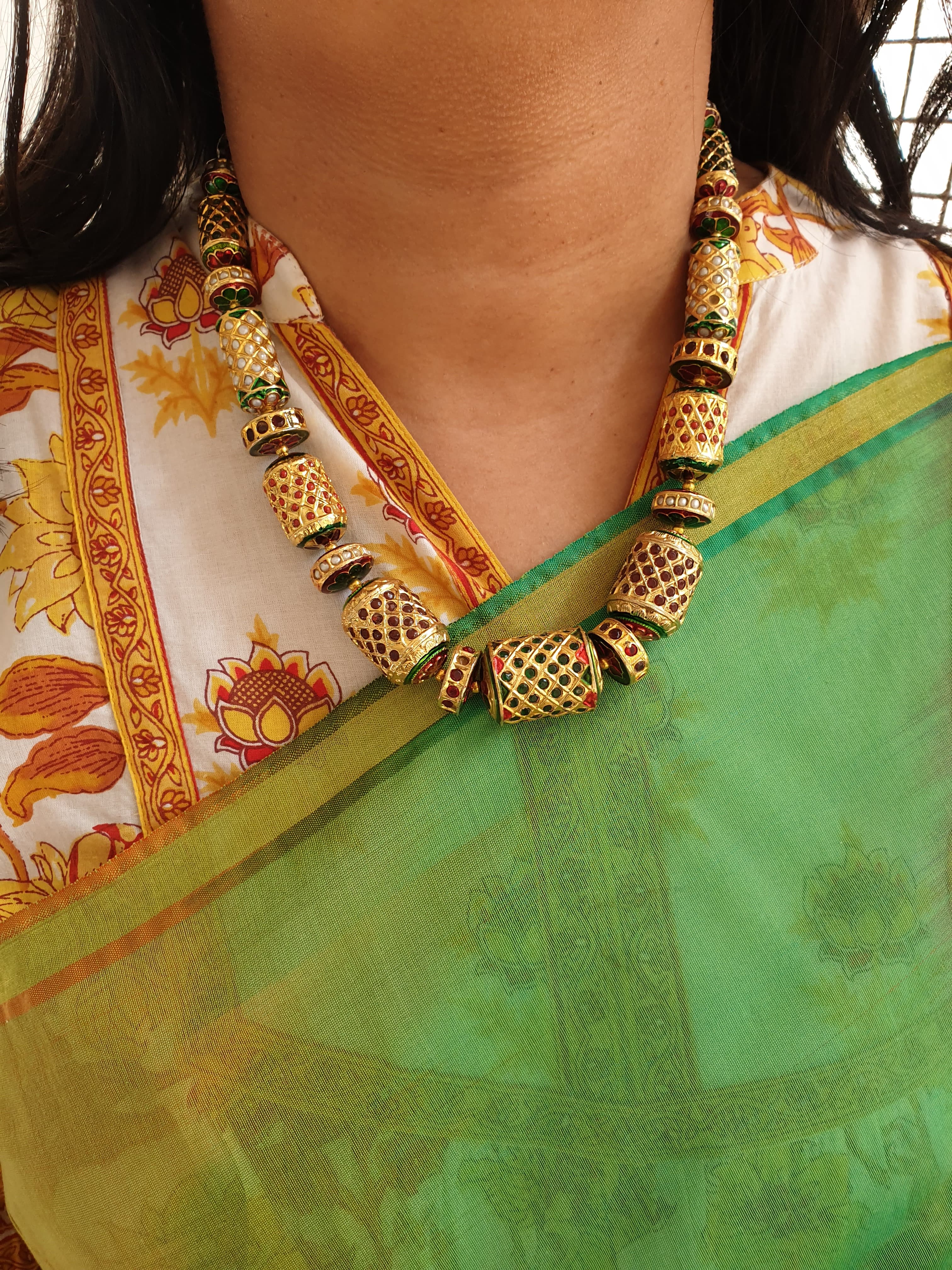 Multi Jadau Stone Beads Necklace