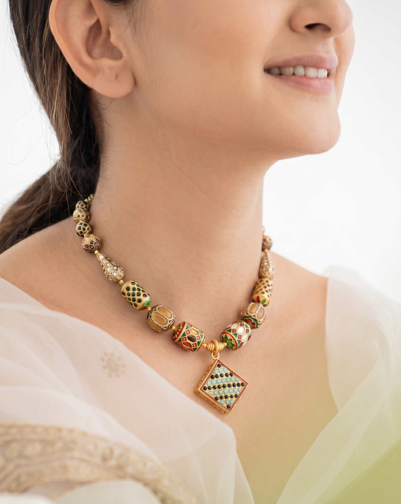 Unique Jadau Meenakari Beaded Necklace