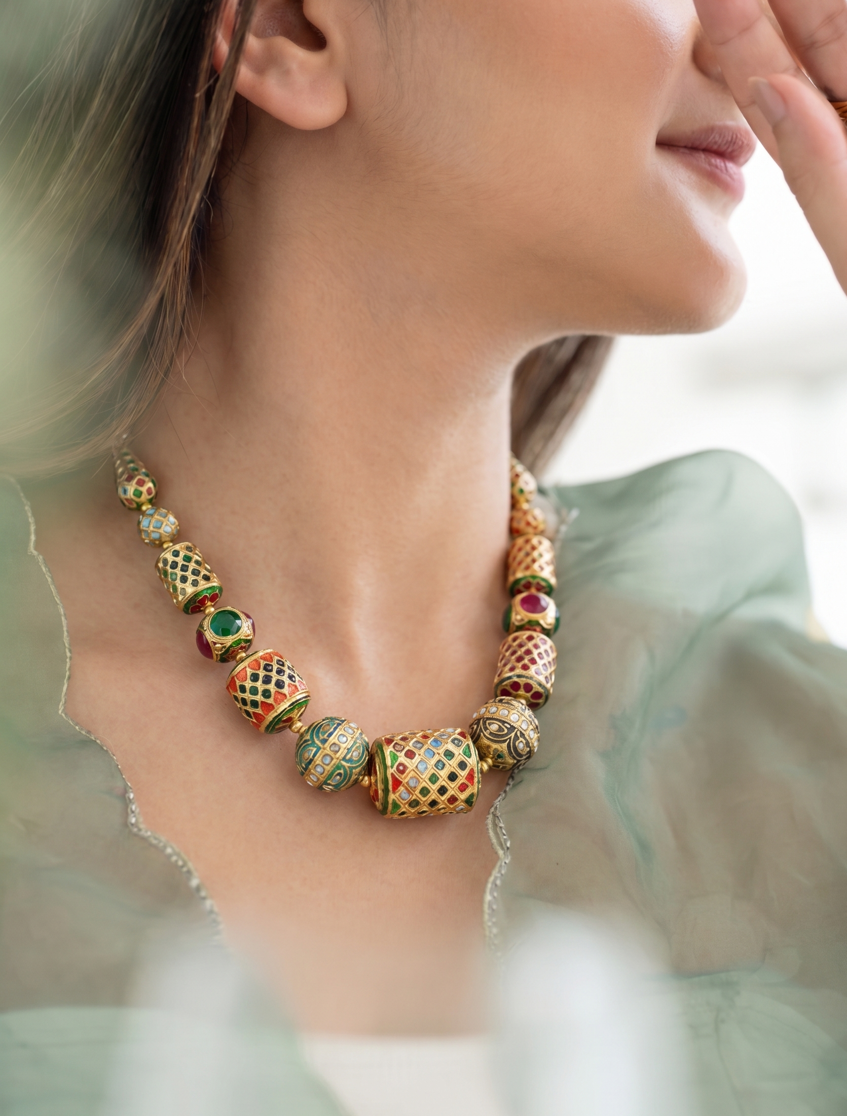 Multicolor Stone Statement Jadau Necklace