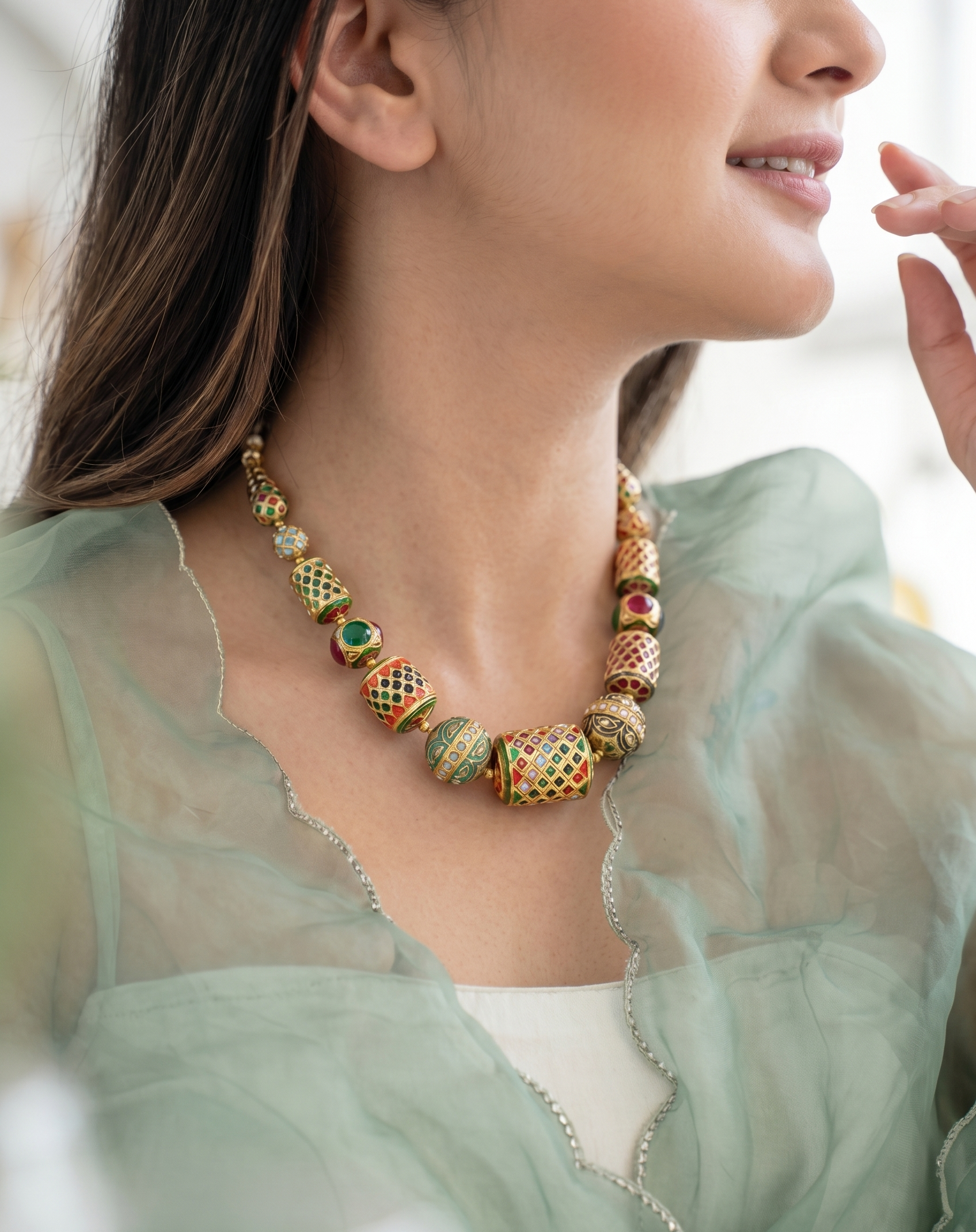 Multicolor Stone Statement Jadau Necklace