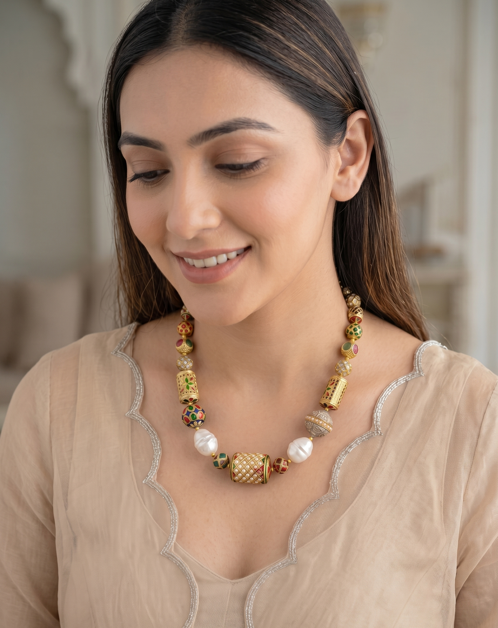 Jadau & Fresh Water Beads Necklace