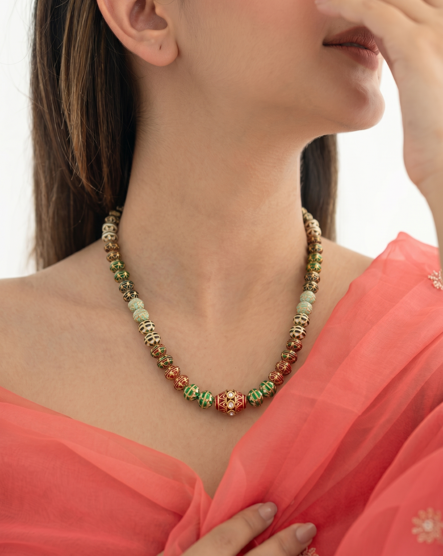Multi Color Meenakari Beads Necklace