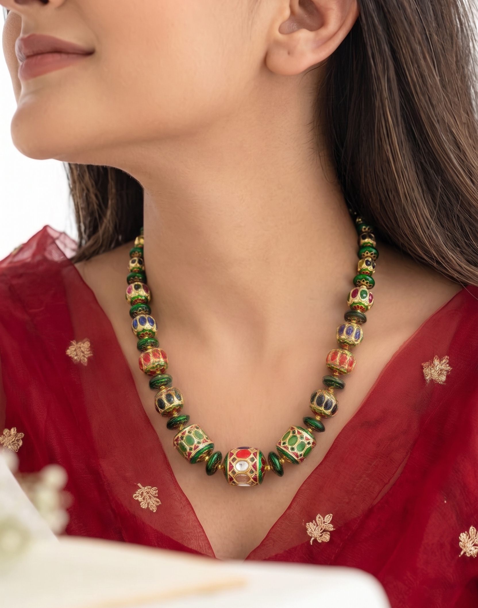 Jadau Multicolor Disc Bead Necklace