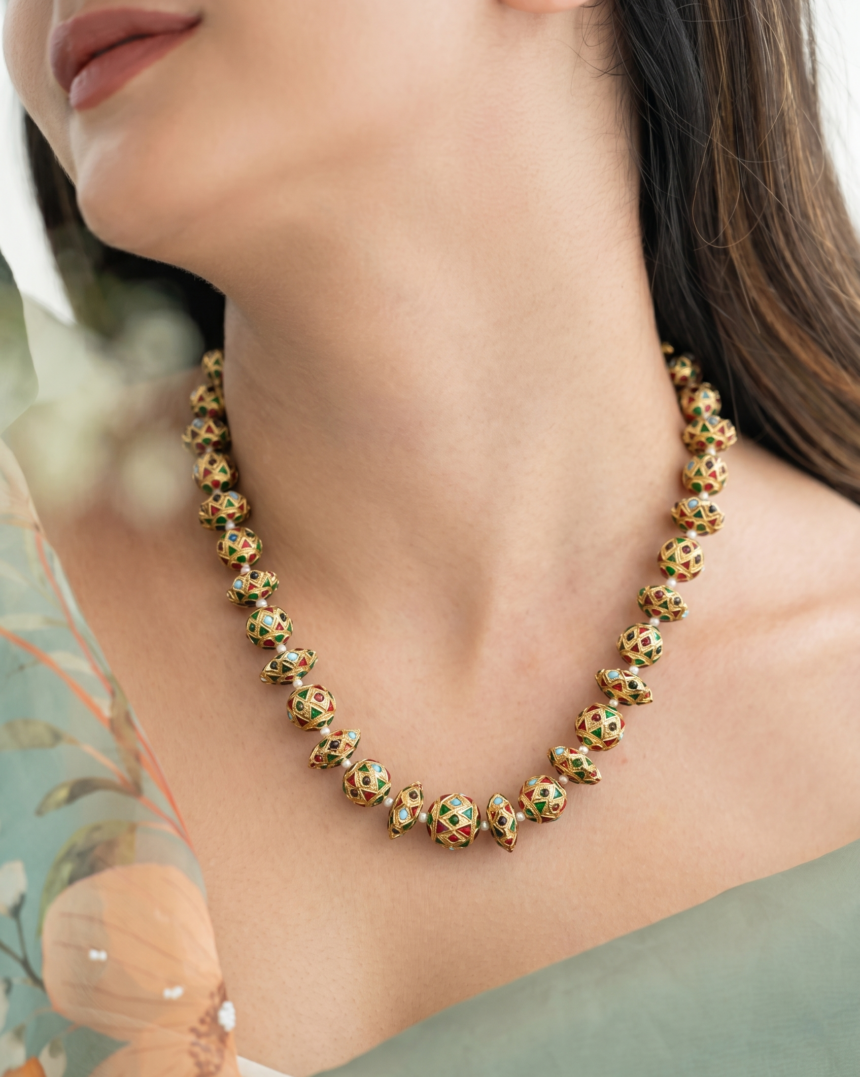Jadau Multi Stone Disc Necklace
