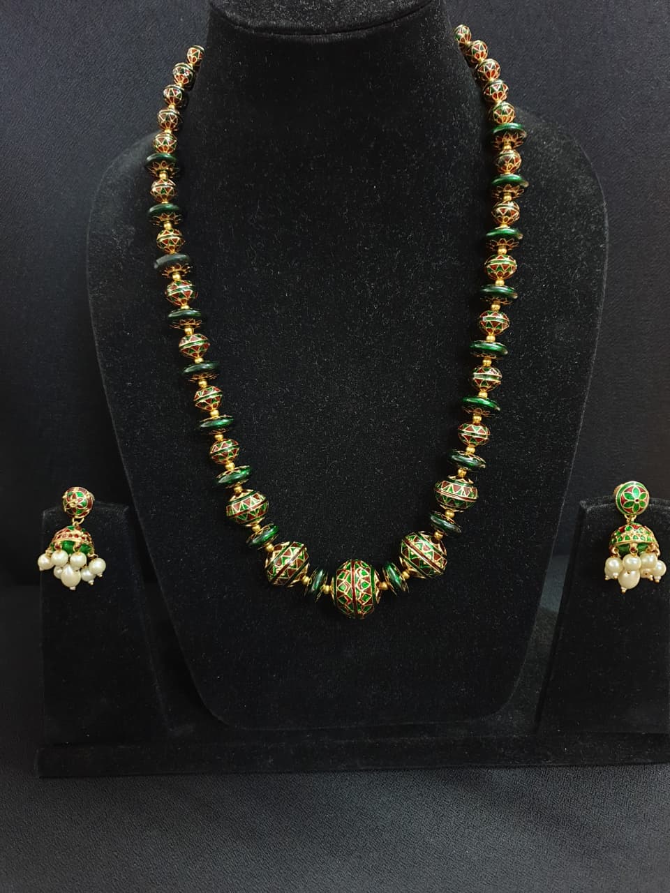 Green Meenakari Beads Necklace