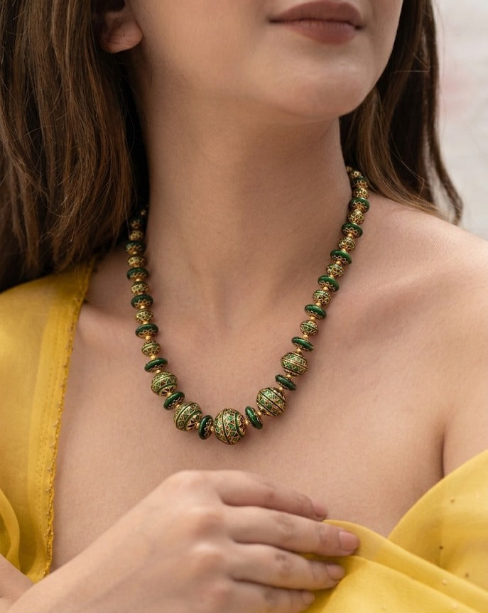 Green Meenakari Beads Necklace