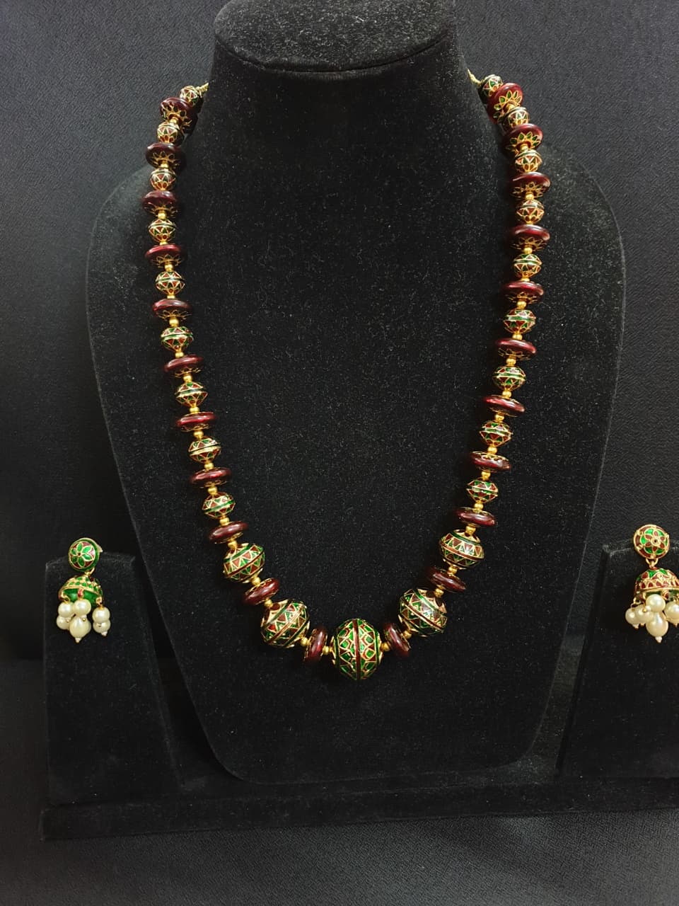 Maroon Meenakari Beads Necklace