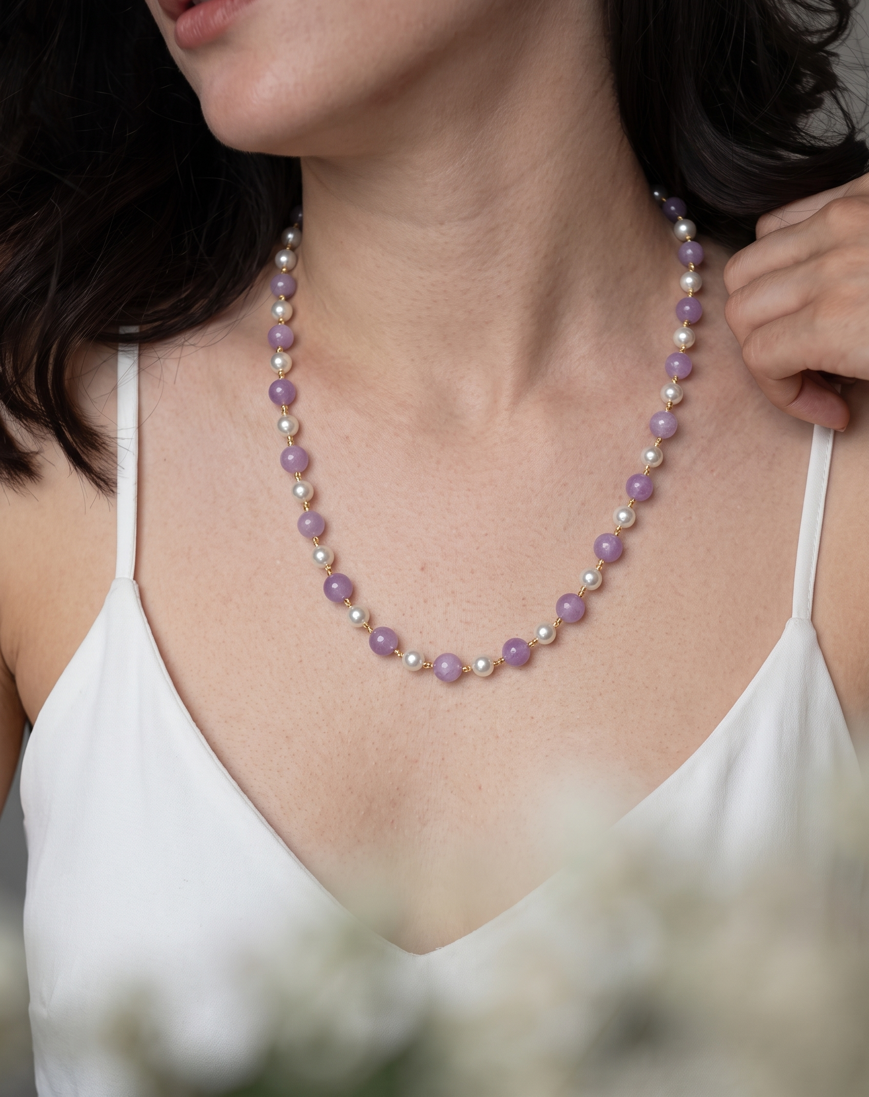 Mihika Purple Stone Necklace Mala