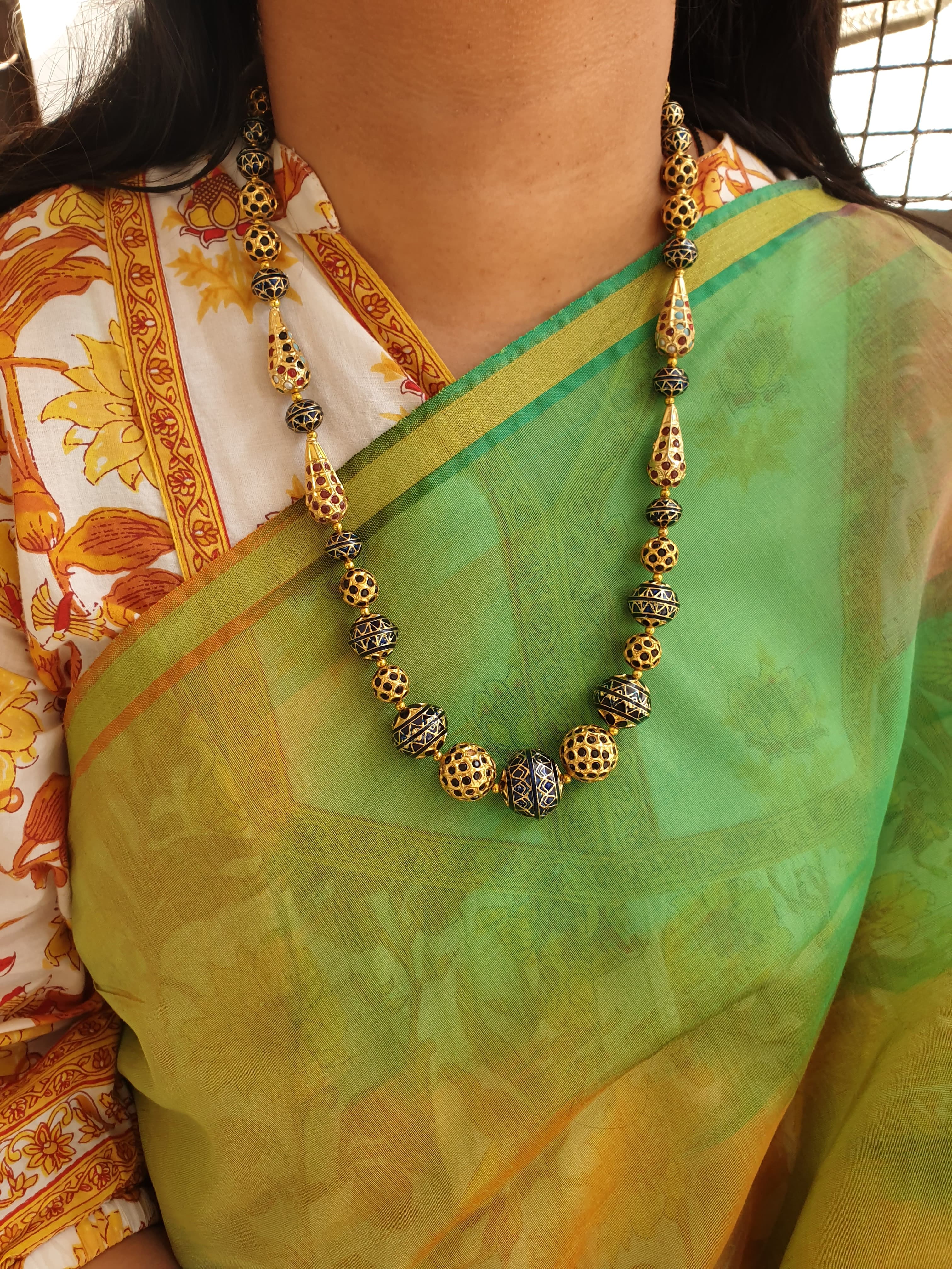 Blue Jadau Meenakari Necklace