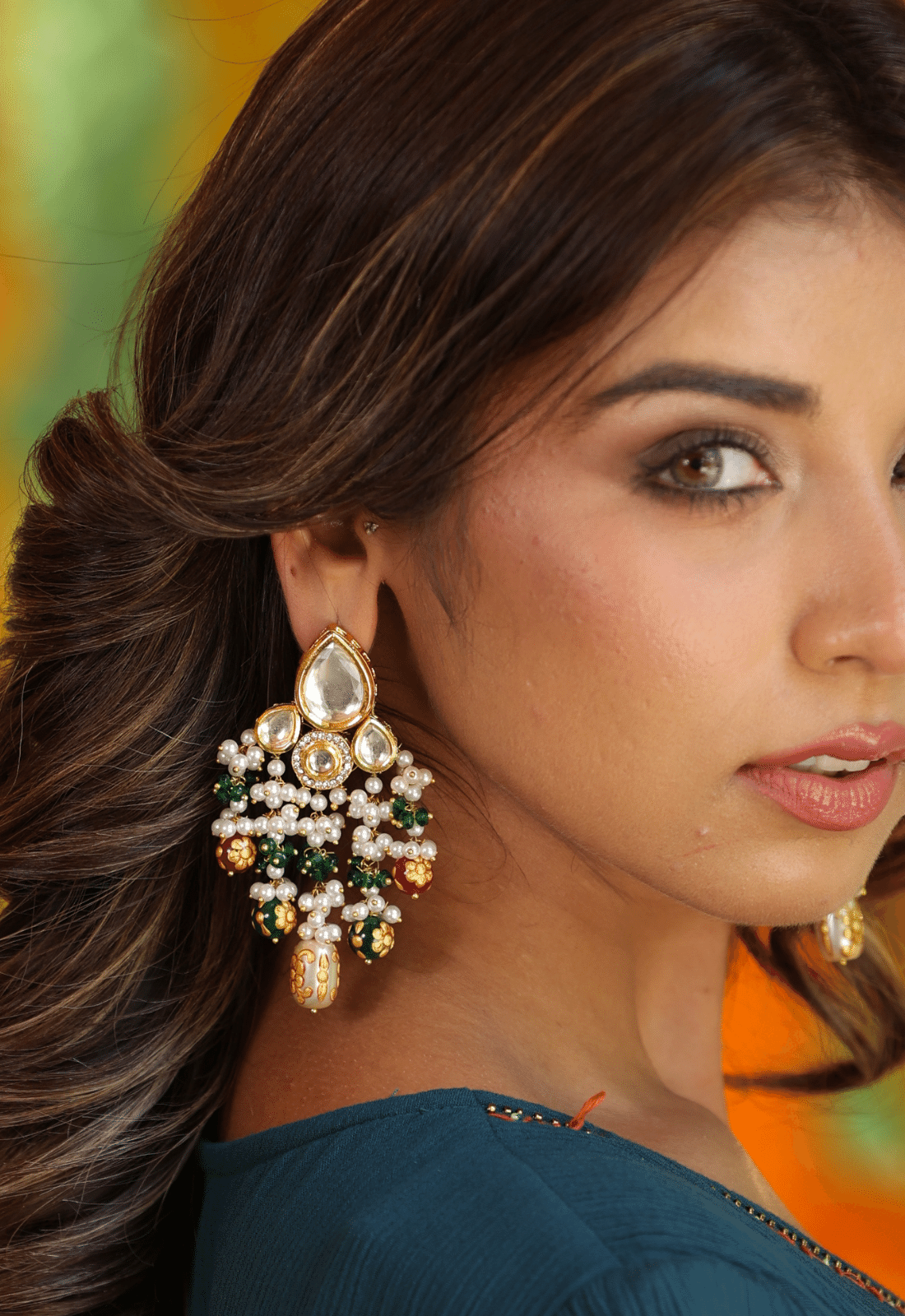 Designer Kundan Beaded Earrings