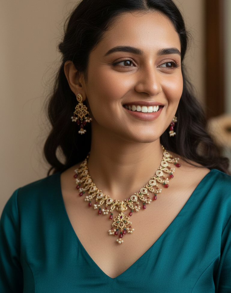 Classic South Indian Temple Jewelry Necklace Set