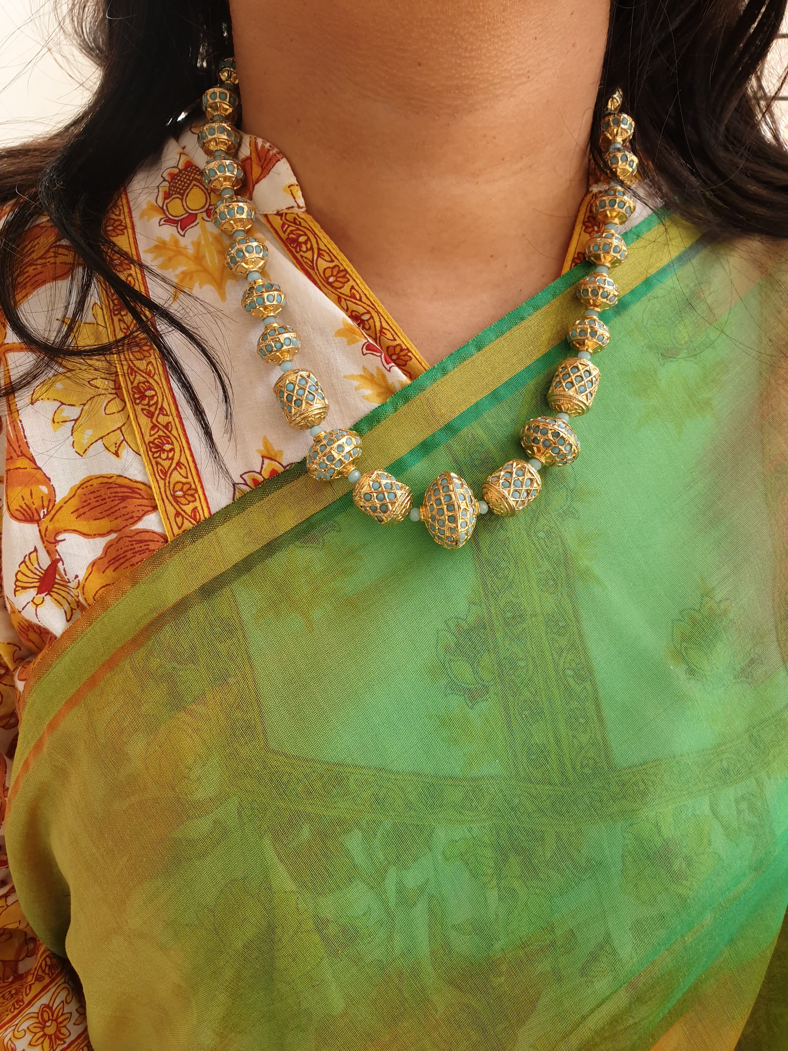 Turquoise Jadau Beads Necklace