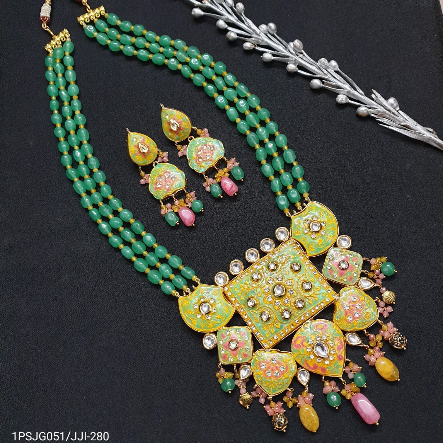 Sahiba Meenakari Fusion Pendant Necklace