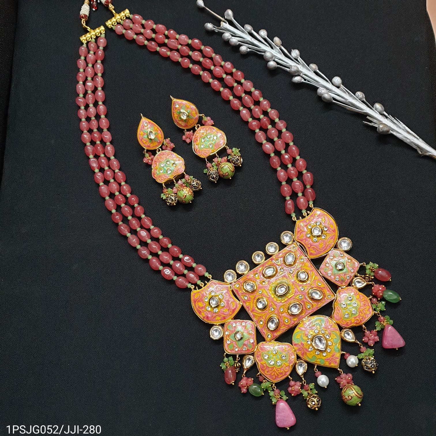 Yami Meenakari Fusion Pendant Necklace