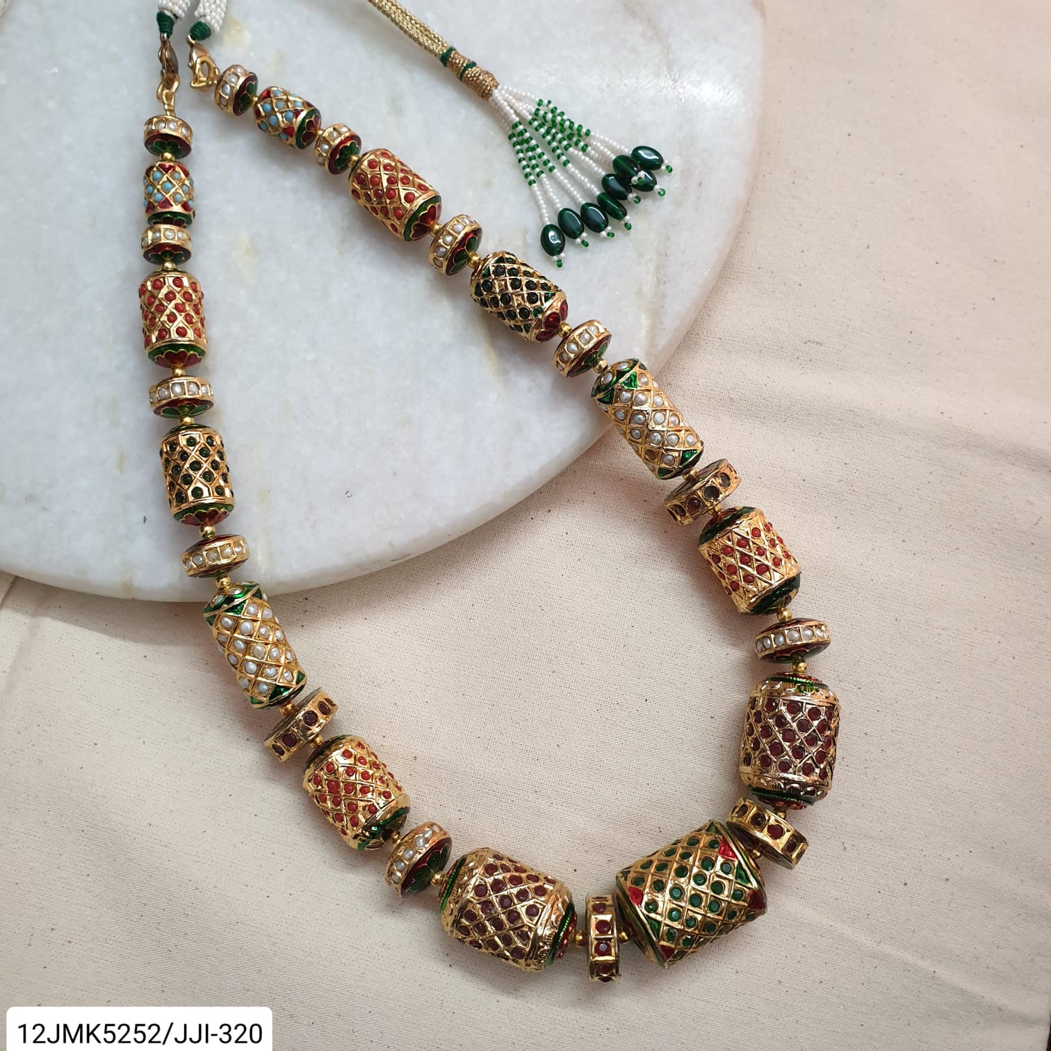 Multi Jadau Stone Beads Necklace
