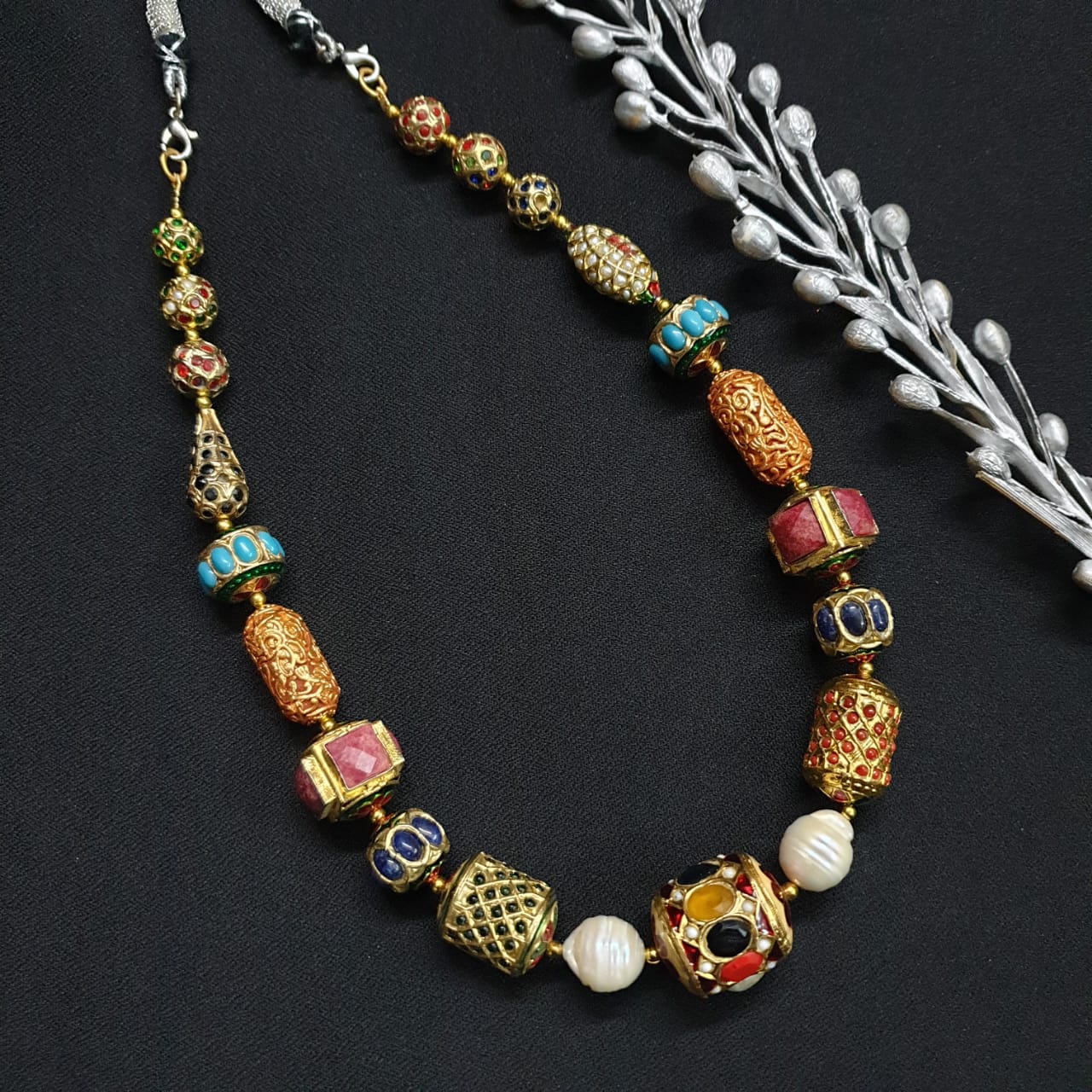 Navratana Beads Jadau Necklace