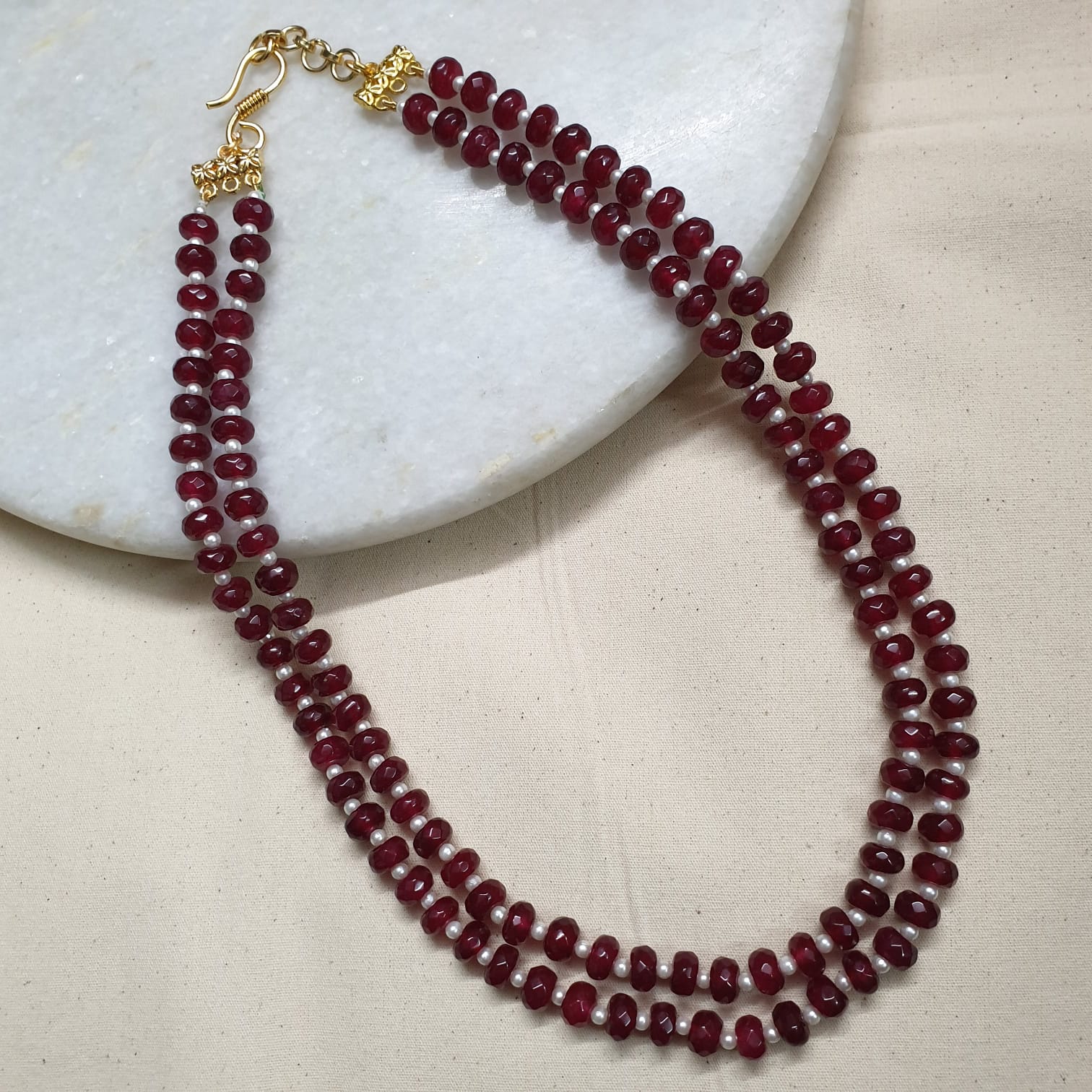Ruby Stone Layered Necklace For Groom