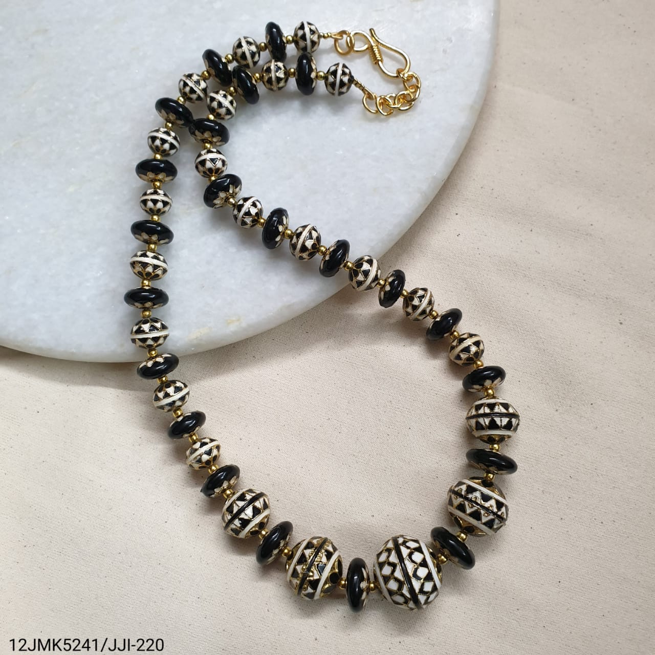Black Meenakari Beaded Necklace