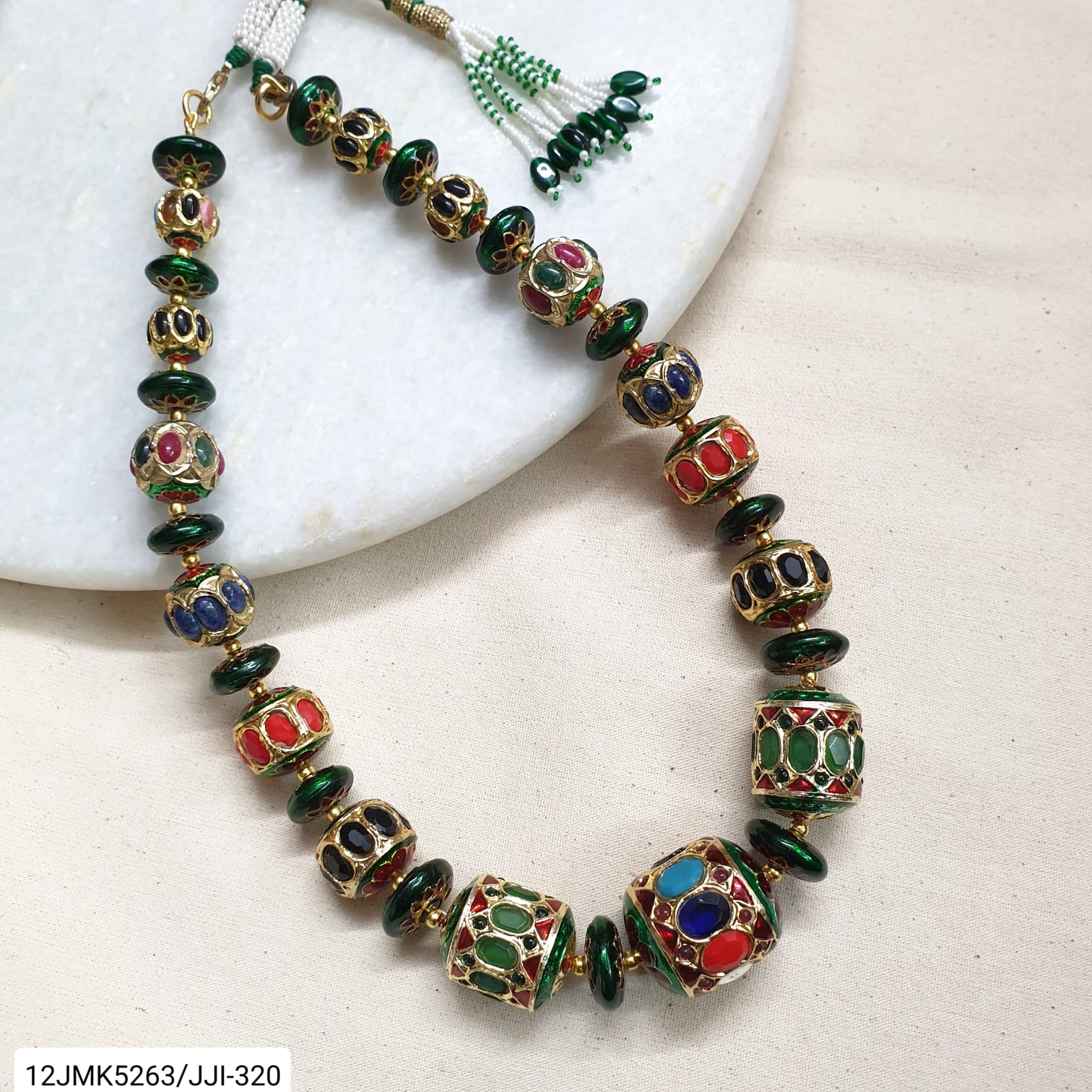 Jadau Multicolor Disc Bead Necklace