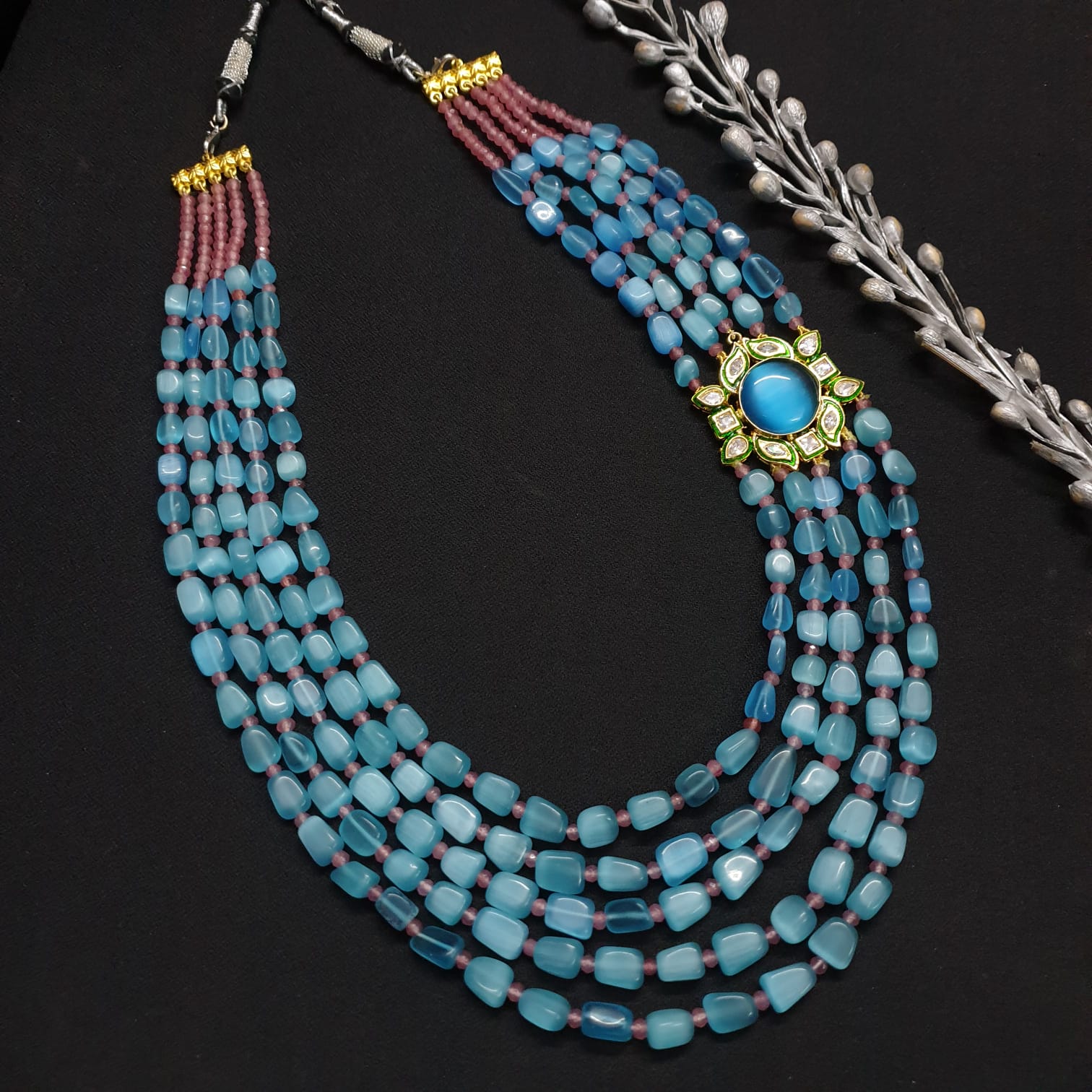 Blue Stone Multi Layered Necklace
