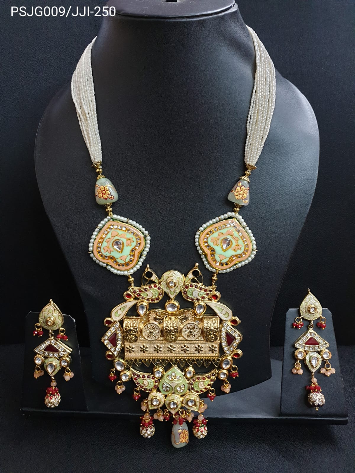 Designer Long Meenakari Fusion Necklace Set