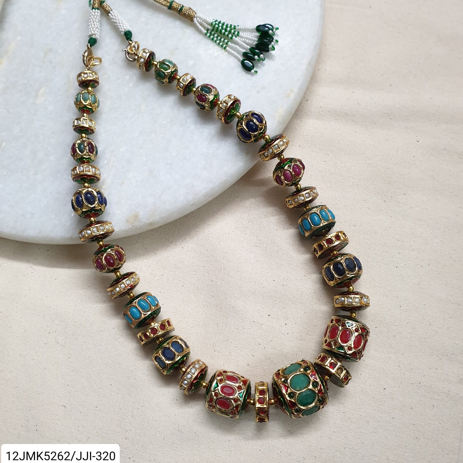 Jadau Multicolor Disc Bead Necklace