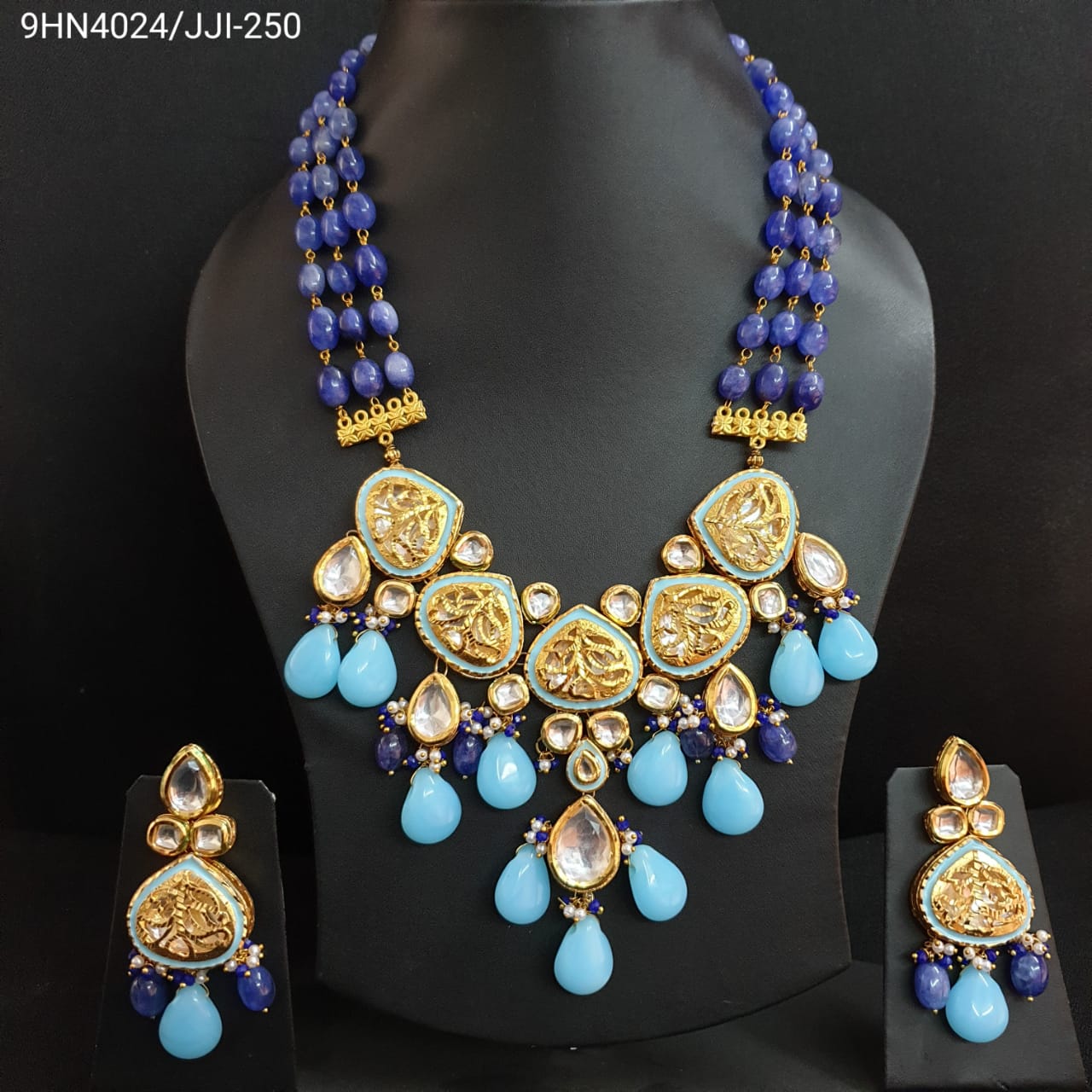 Turquoise Meenakari Kundan Necklace Set