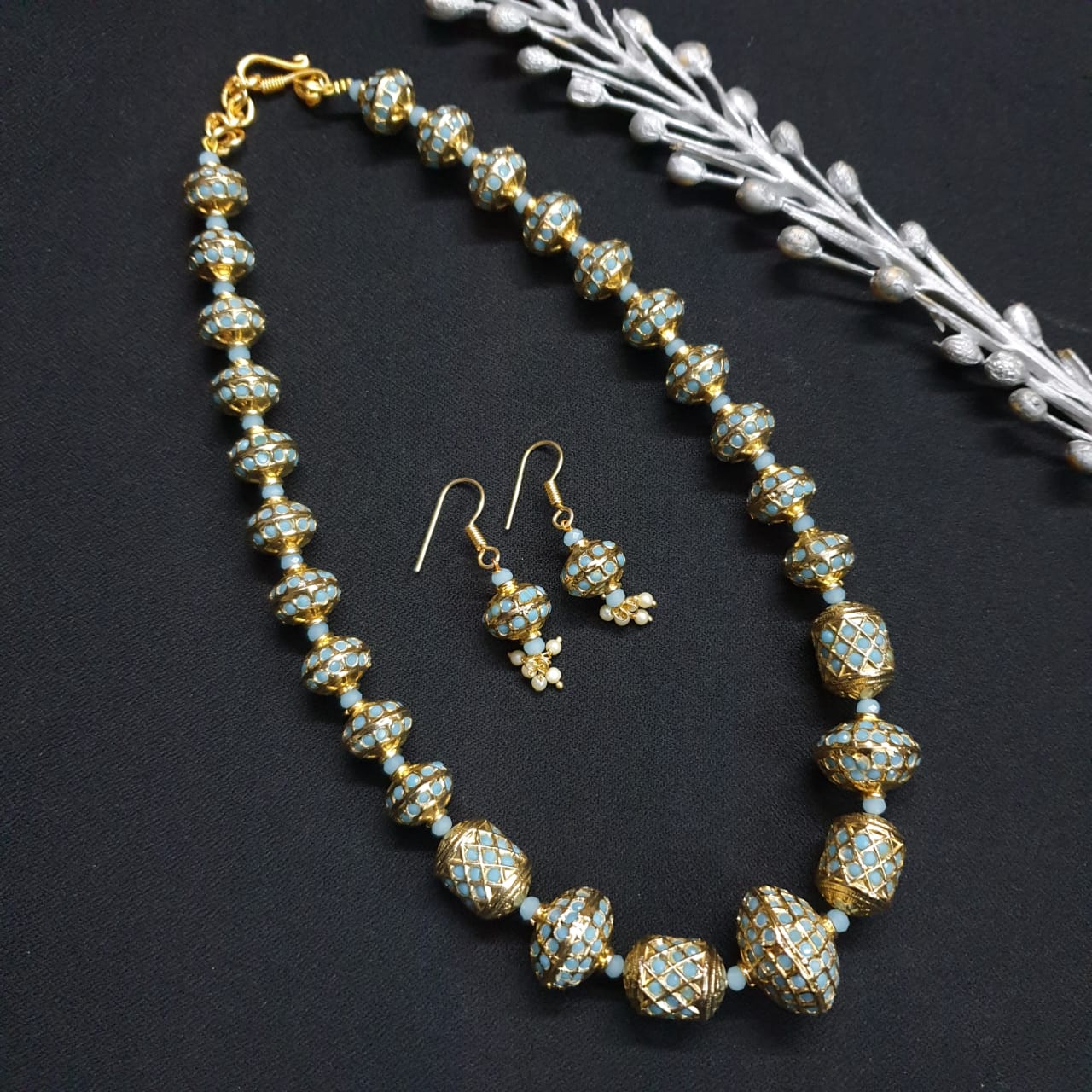 Turquoise Jadau Beads Necklace