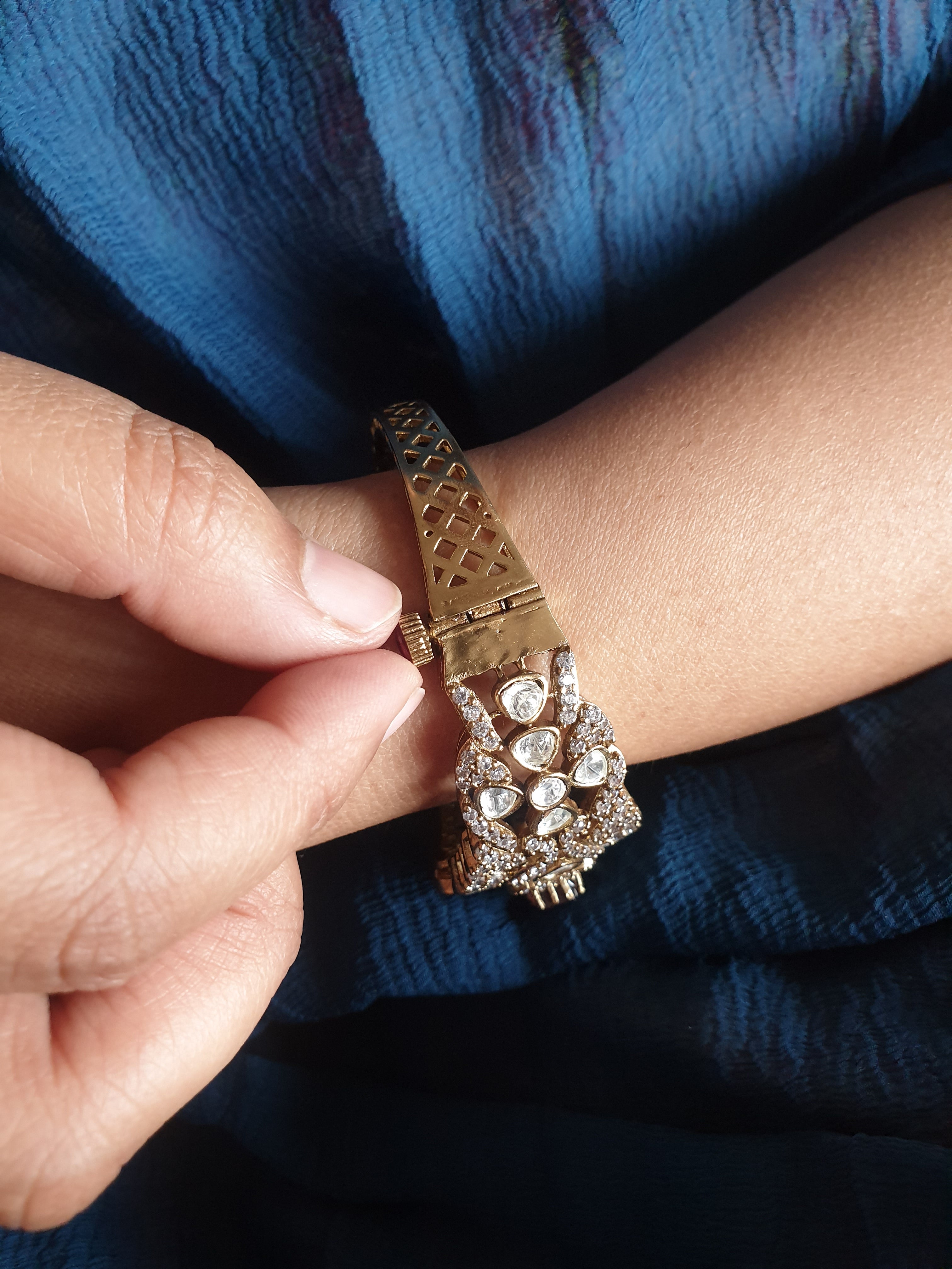 Ruby Color Kundan AD Stone Openable Bangle