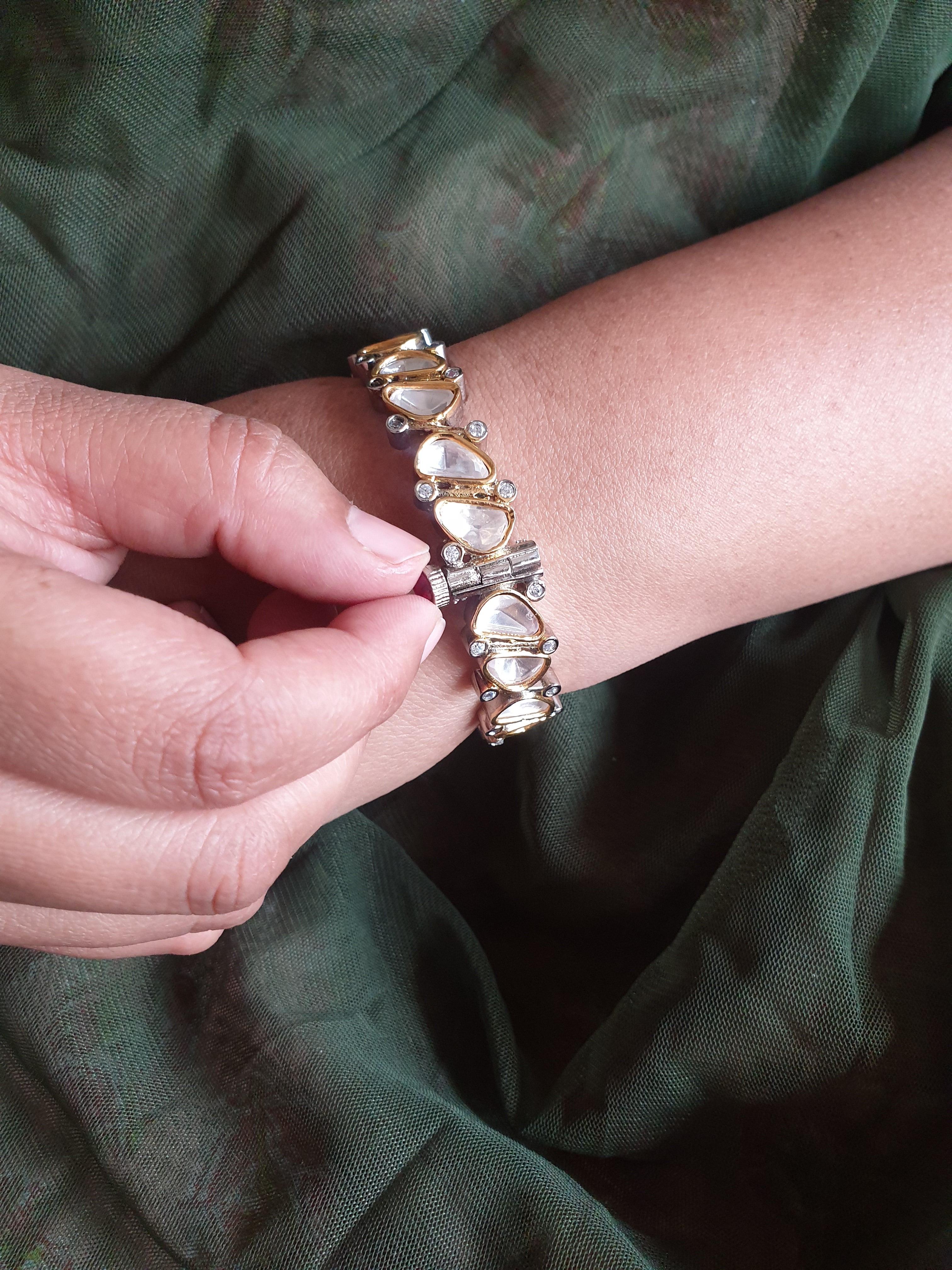 Unshape Kundan Polki Openable Bangles