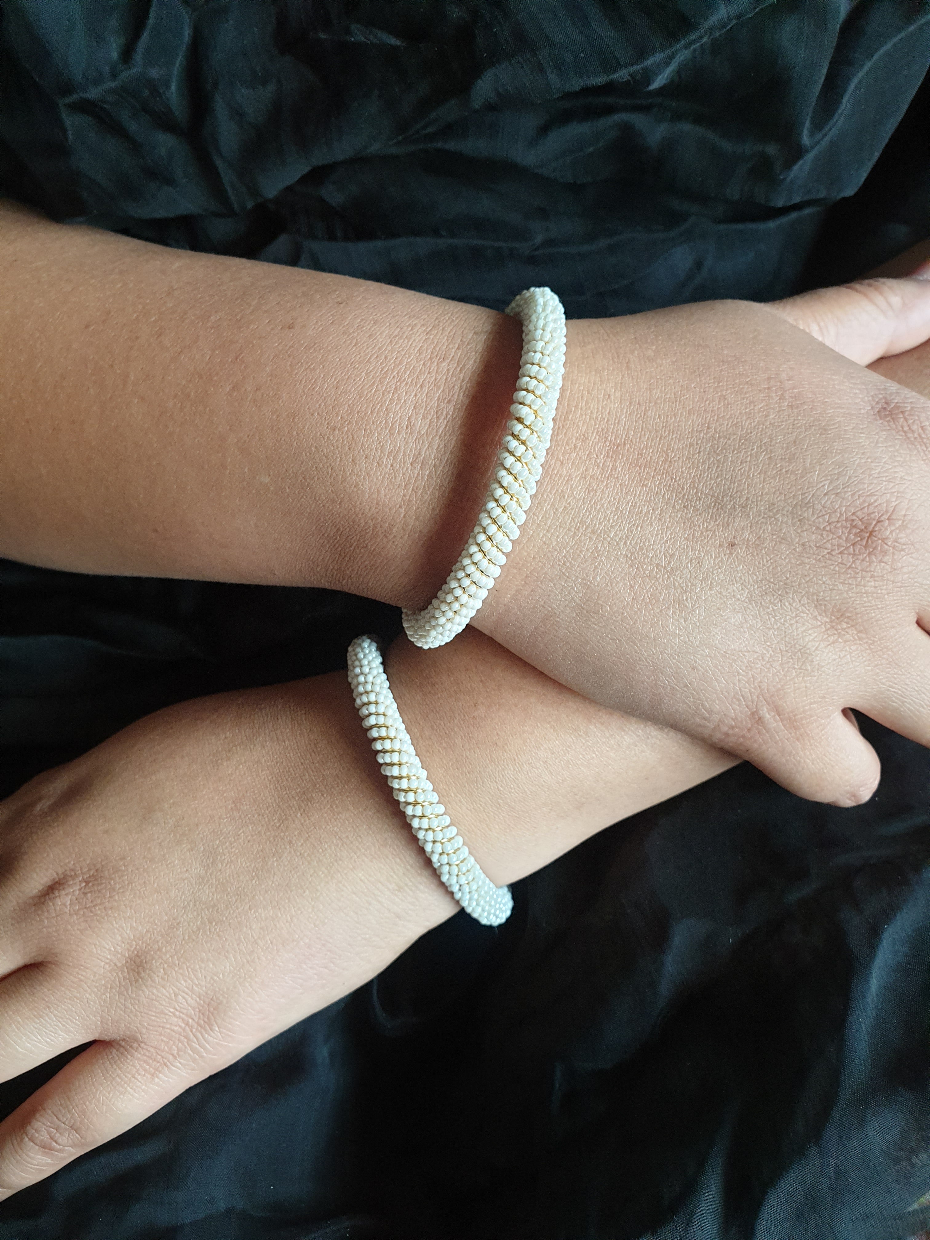 Seed Bead Pearl Bangles