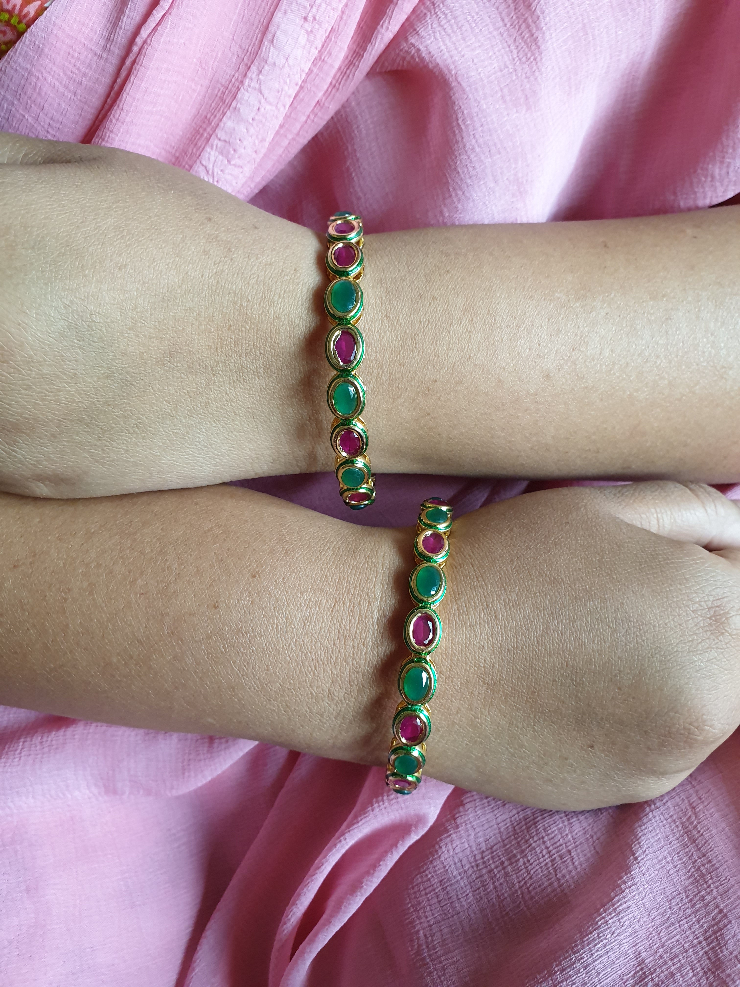 Multi Stone Gold Tone Bangles