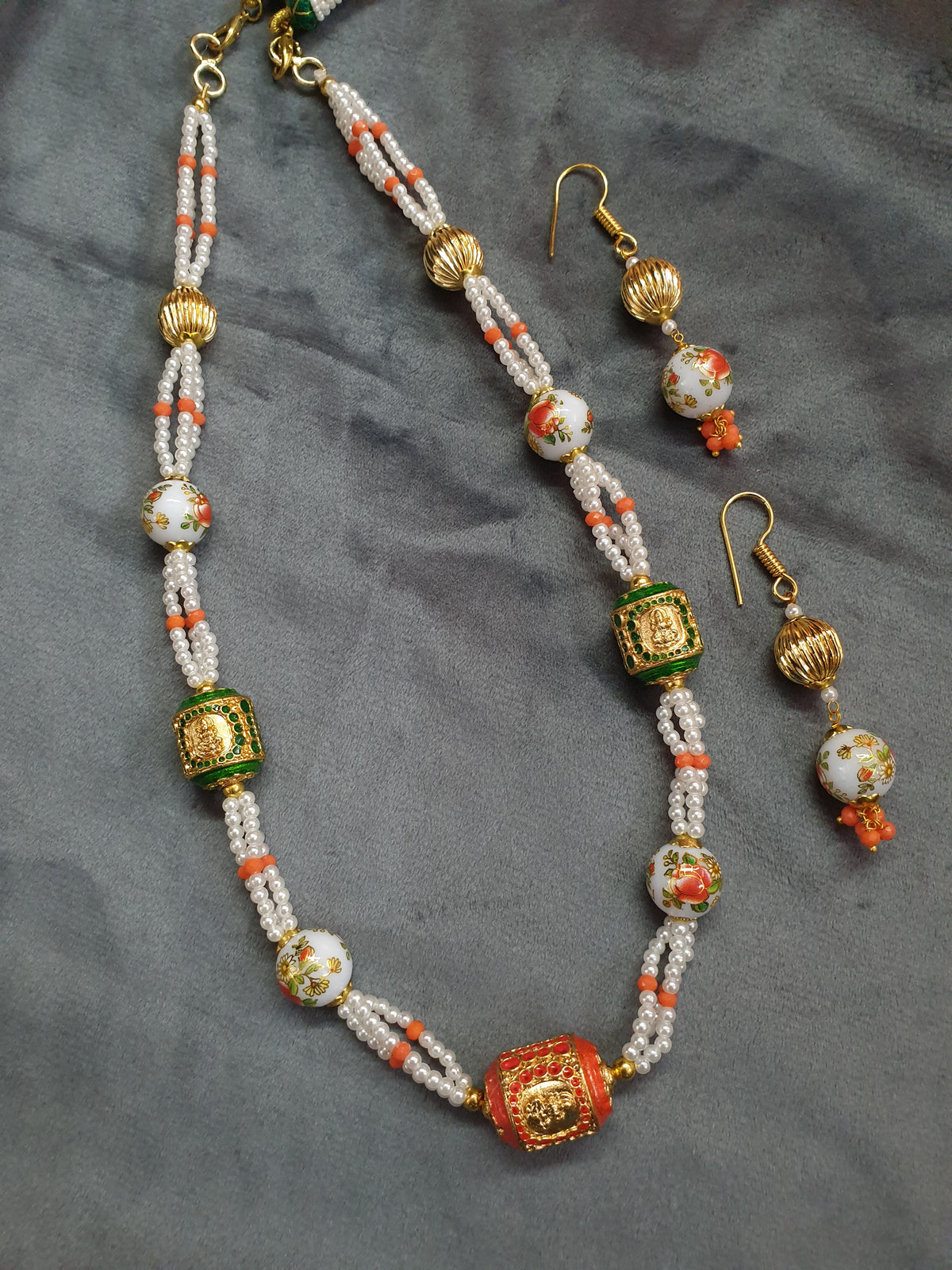 Sheen Orange Beaded Necklace