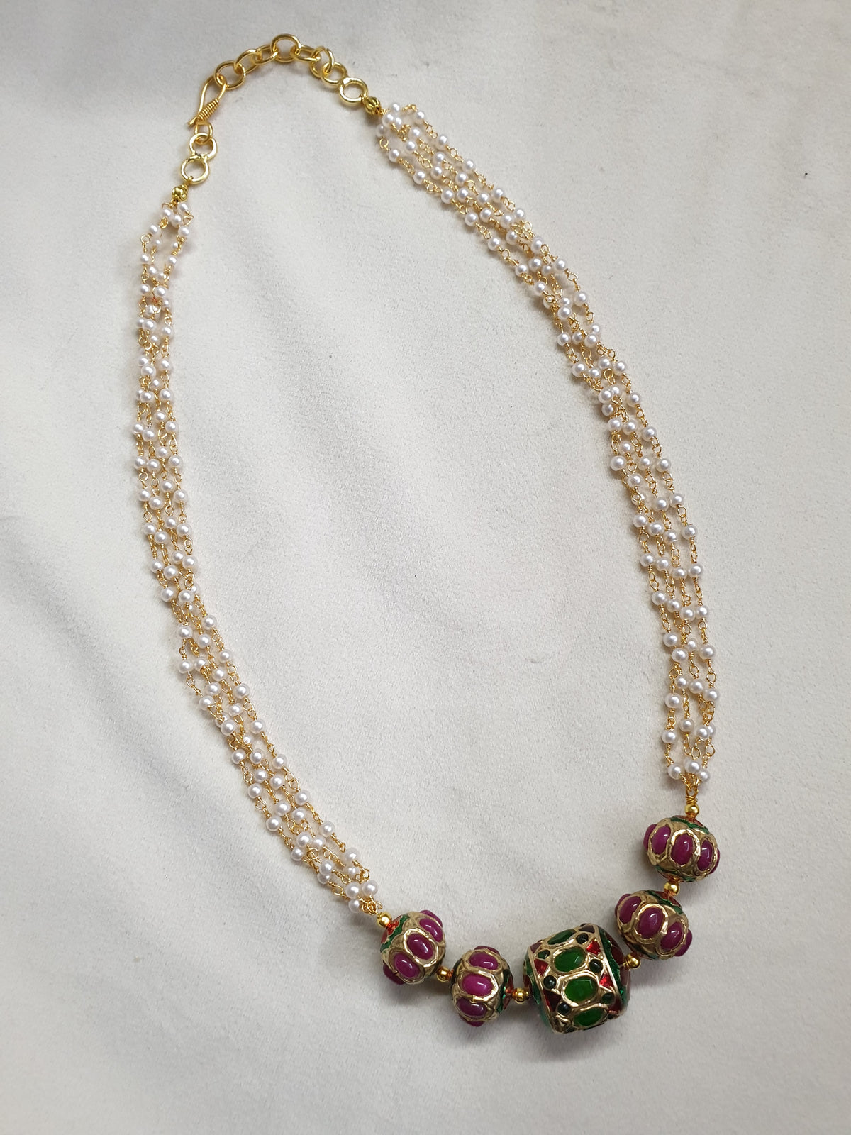 Harwari Jadau Pearl Necklace Mala