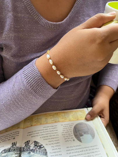 Gold Tone Baroque Pearl Adjustable Bracelet