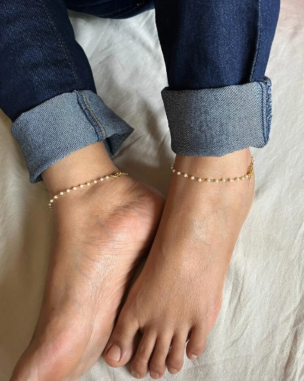 Small Pearl Beaded Anklets