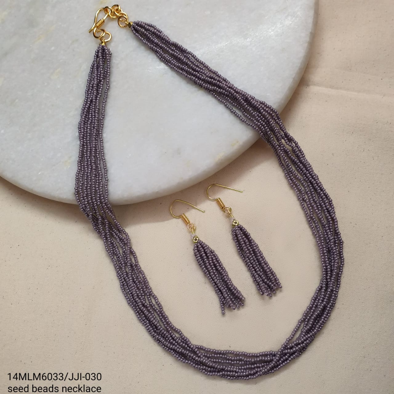 Seed Bead Necklace With Earrings