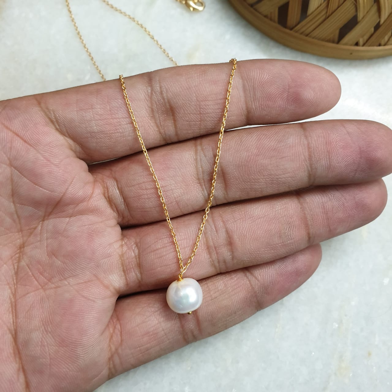 Baroque Pearl Chain Necklace