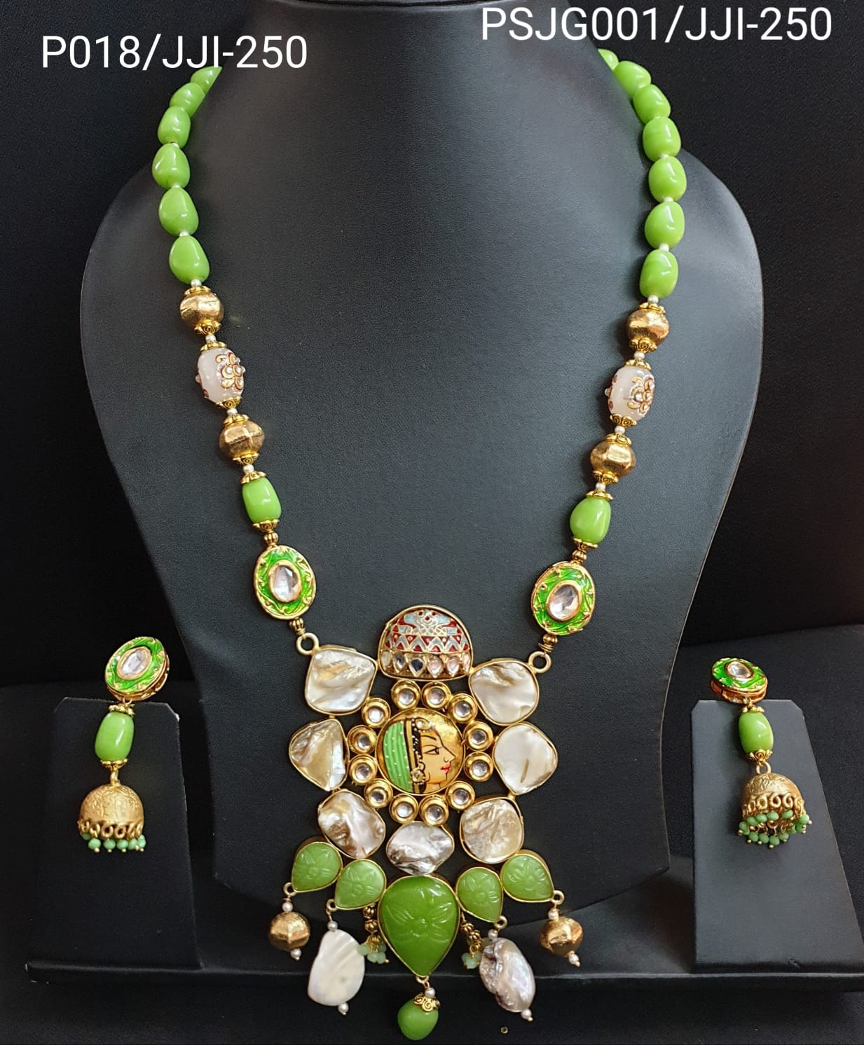 Green Beaded Designer Fusion Pendant Set