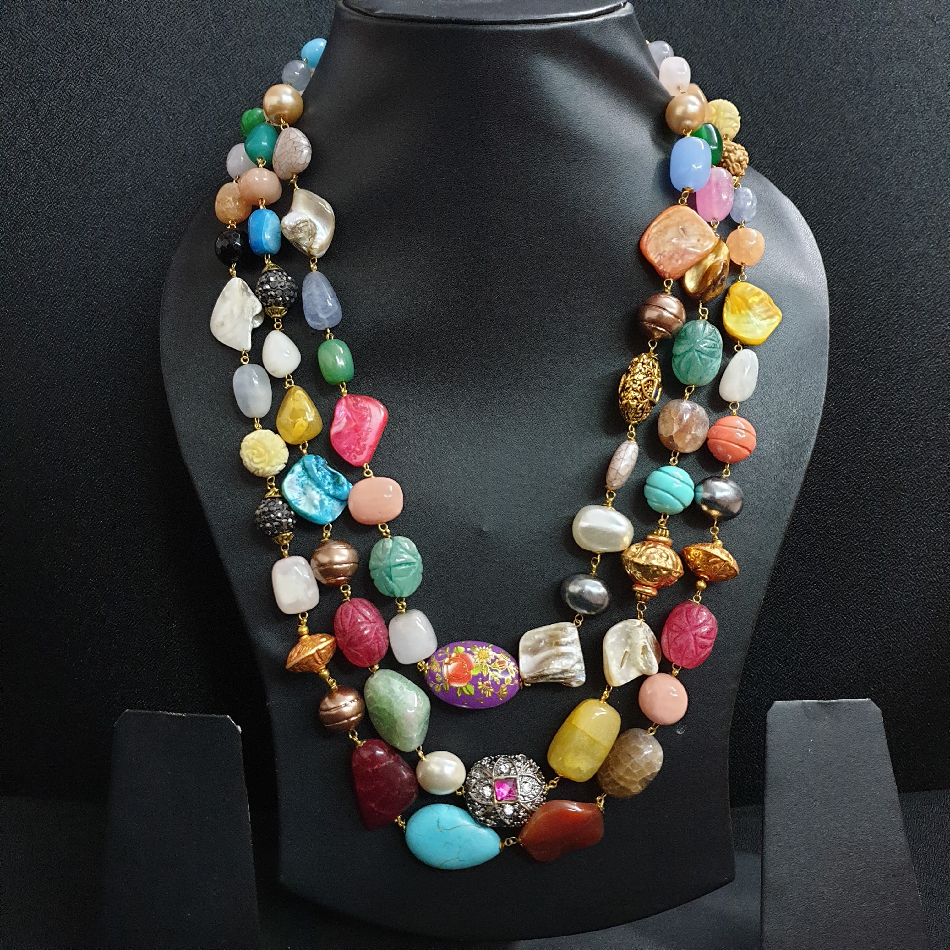 Multicolor Beaded Jaipuri Long Necklace