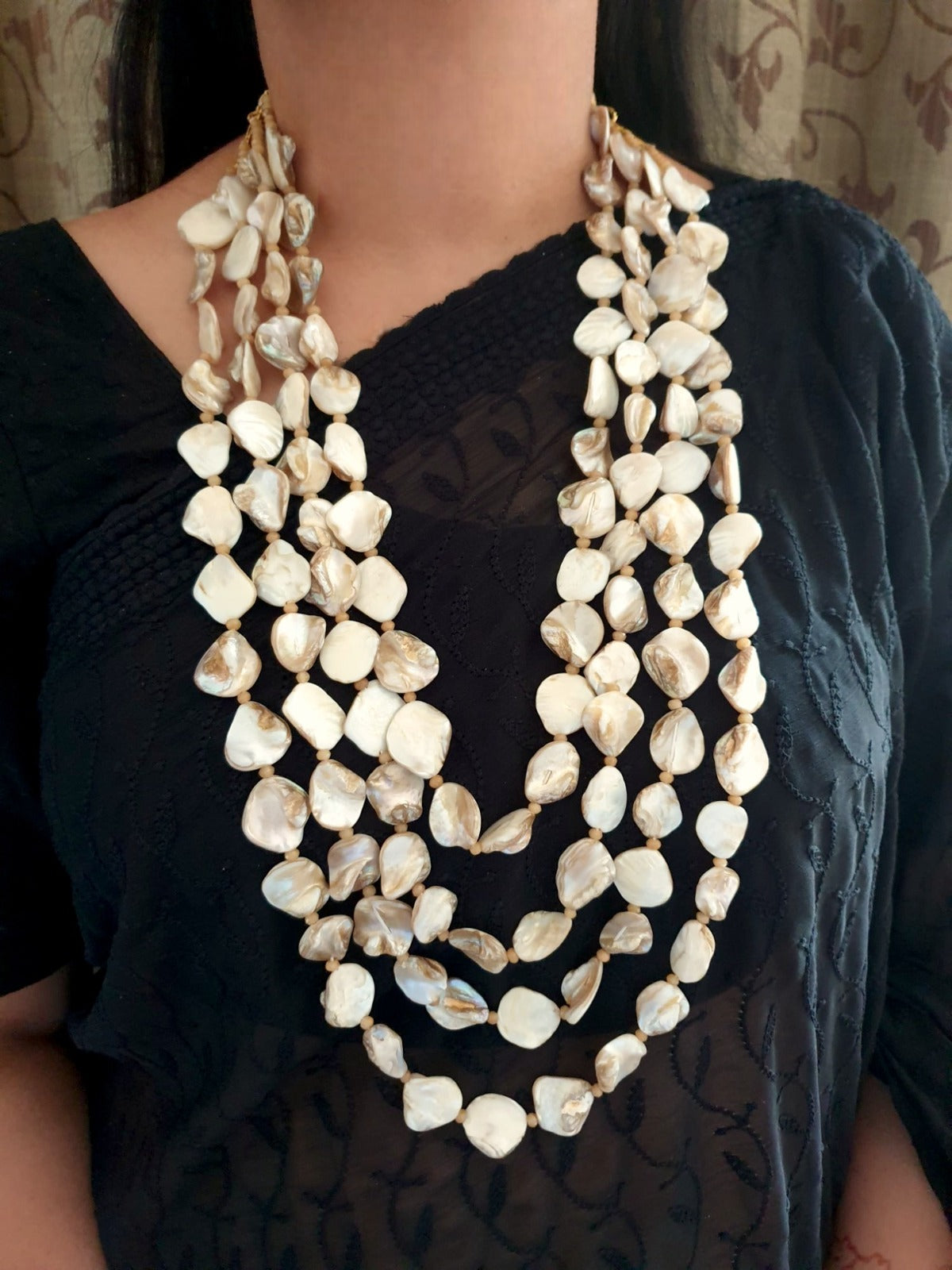 Shell Pearl Long Necklace