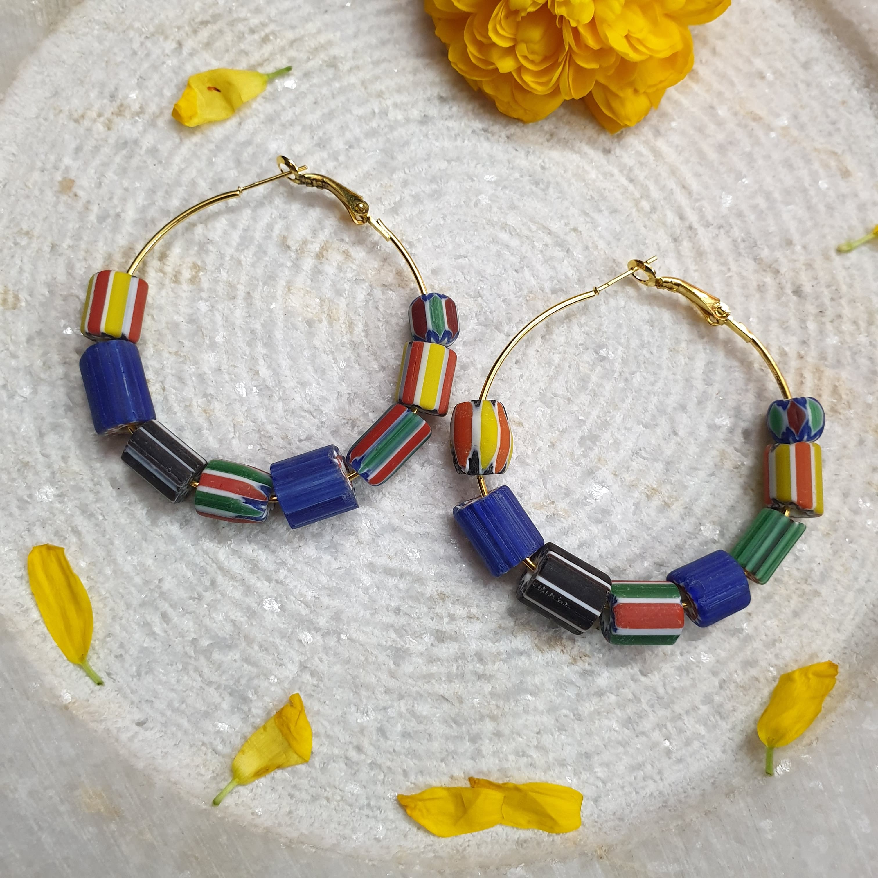 Multicolor Beaded Hoop Earrings