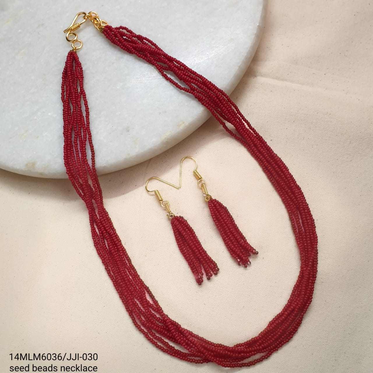 Seed Bead Necklace With Earrings