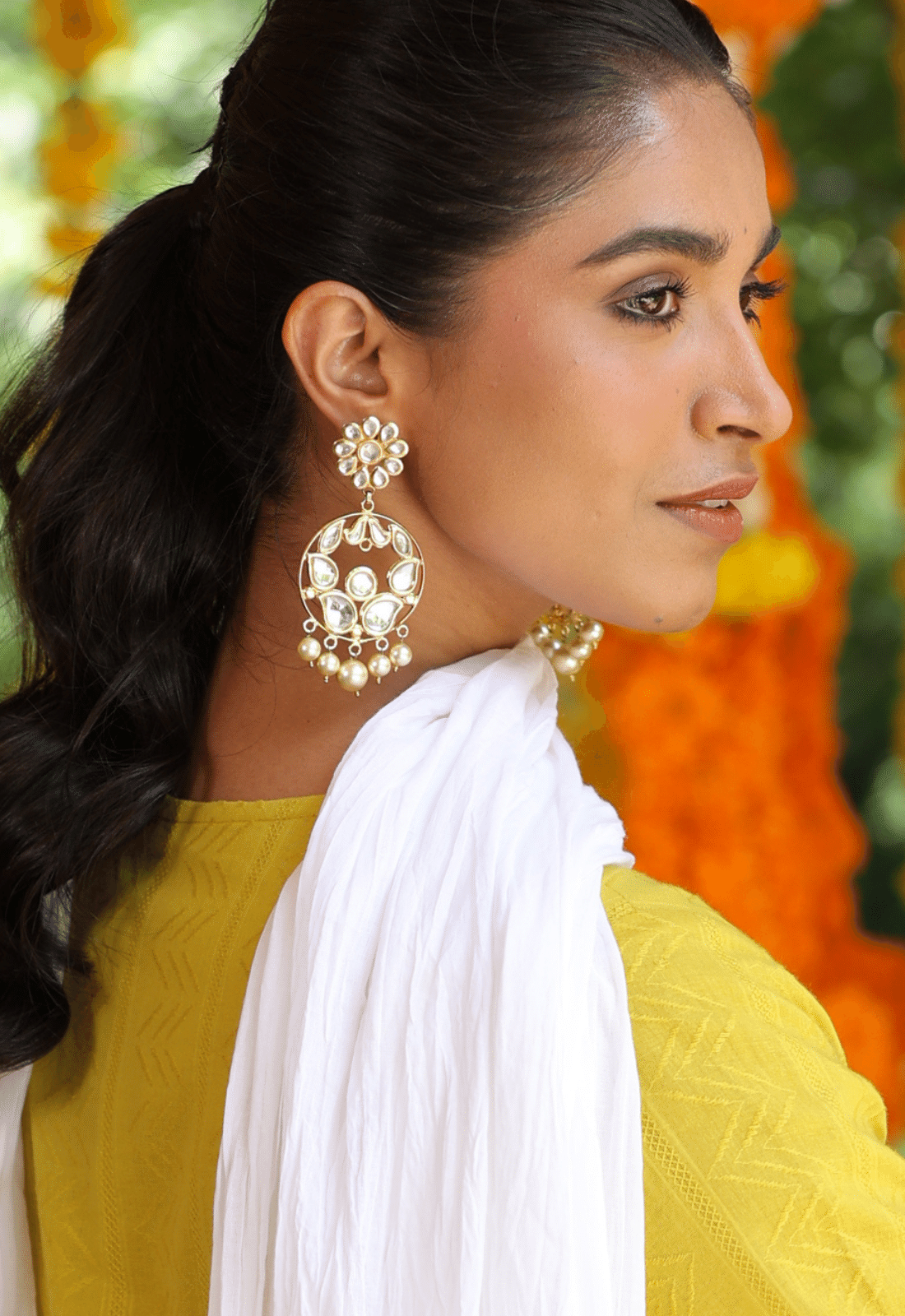 22k Gold Plated Kundan Chandbali Earrings