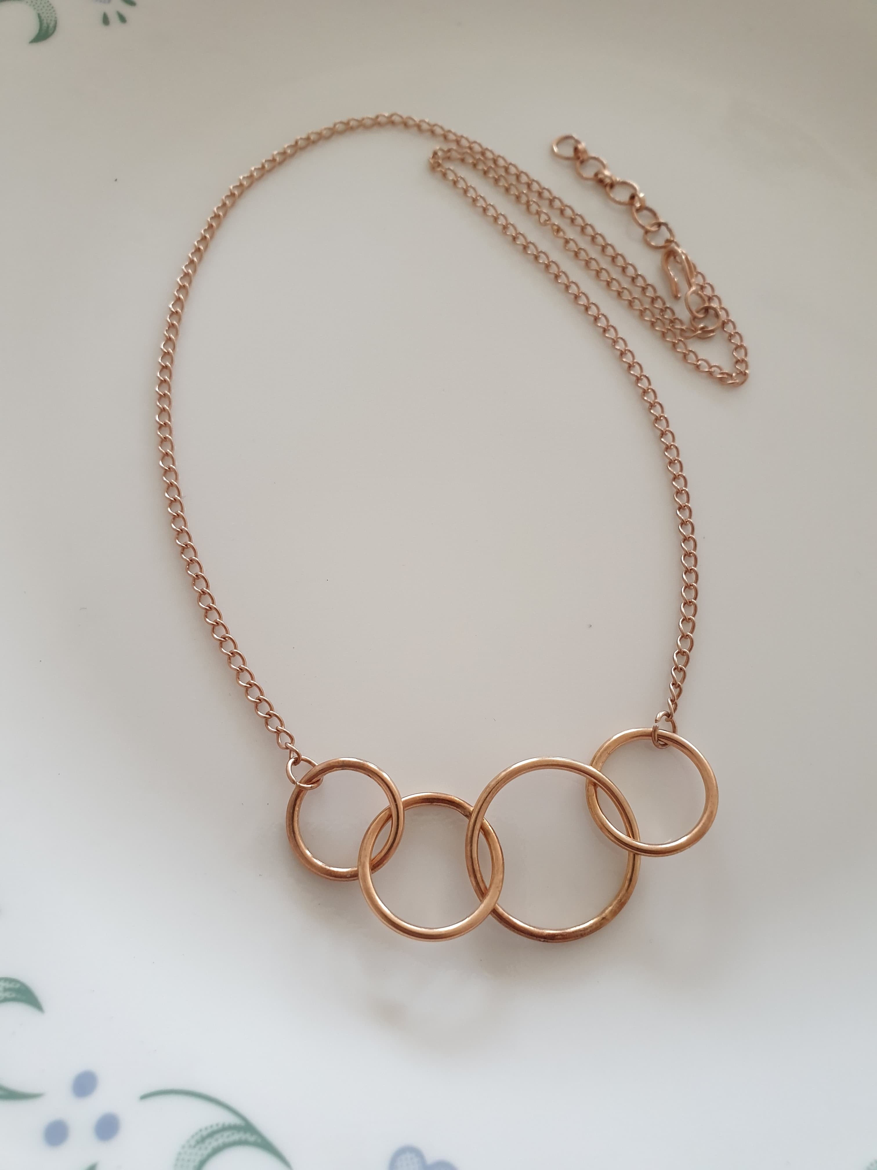 Rose Gold Four Linked Circle Delicate Necklace