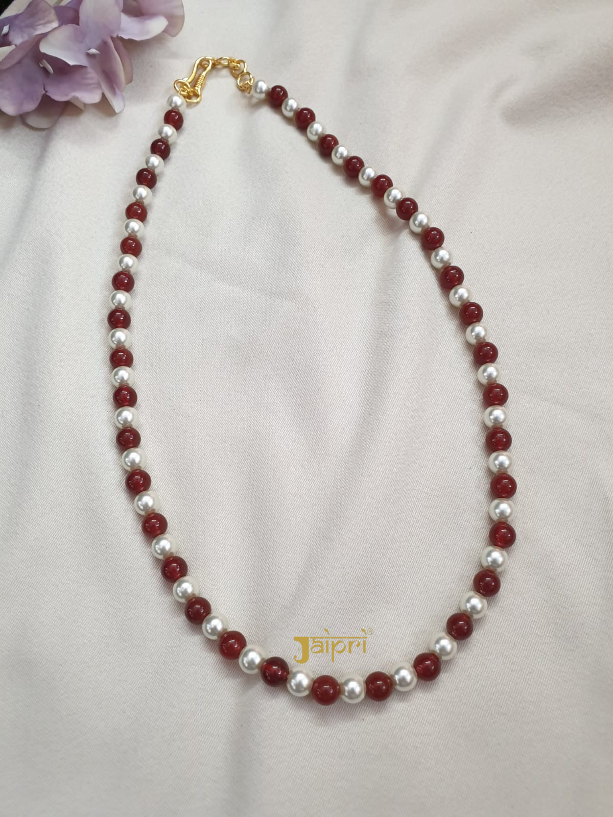 Brown Stone Single Layered Pearl Long Mala
