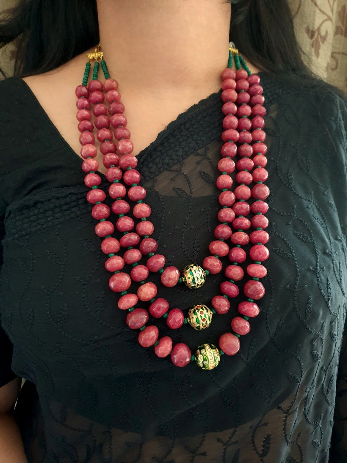 Ruby Stone Jadau Long Necklace