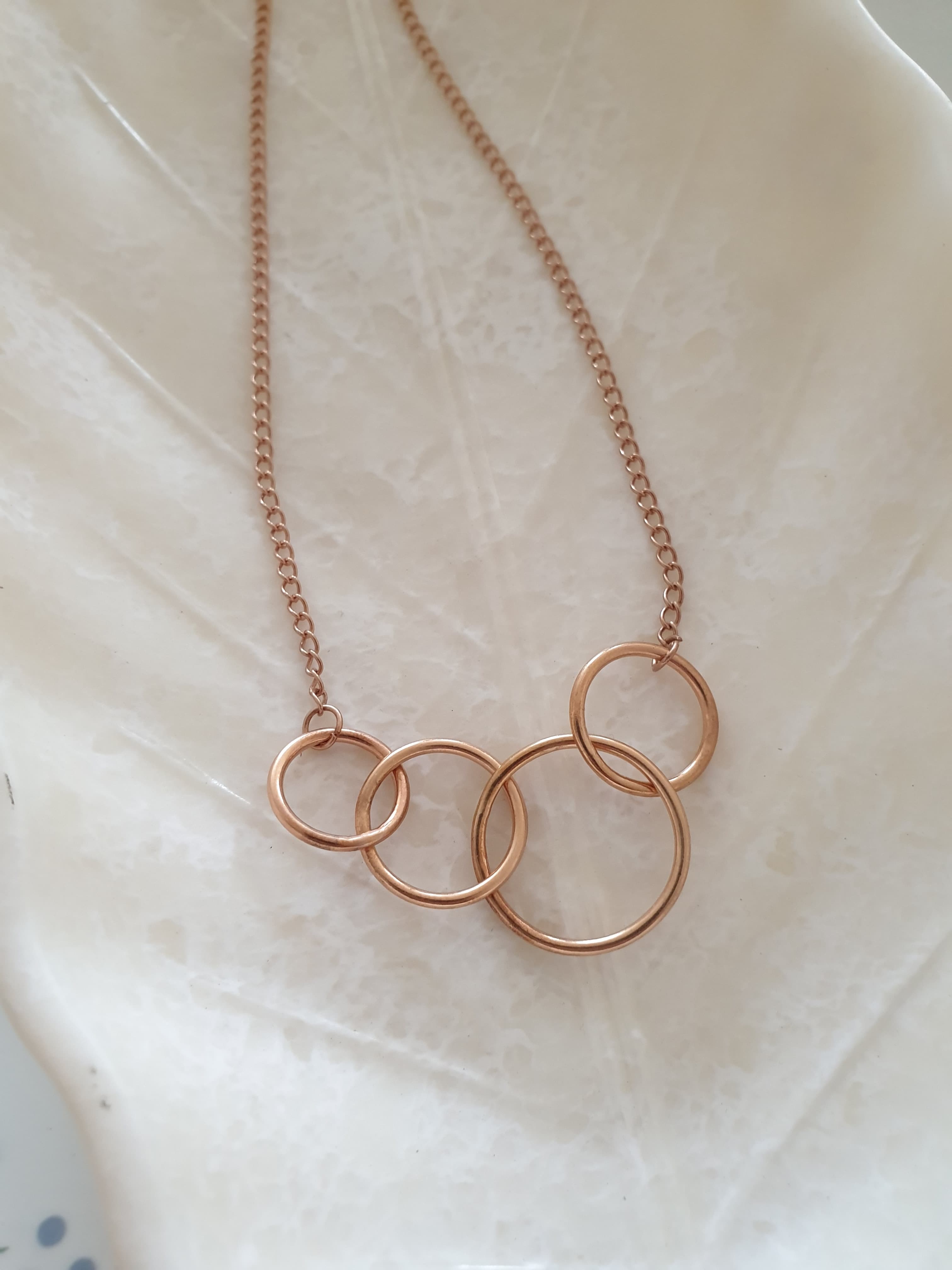 Rose Gold Four Linked Circle Delicate Necklace